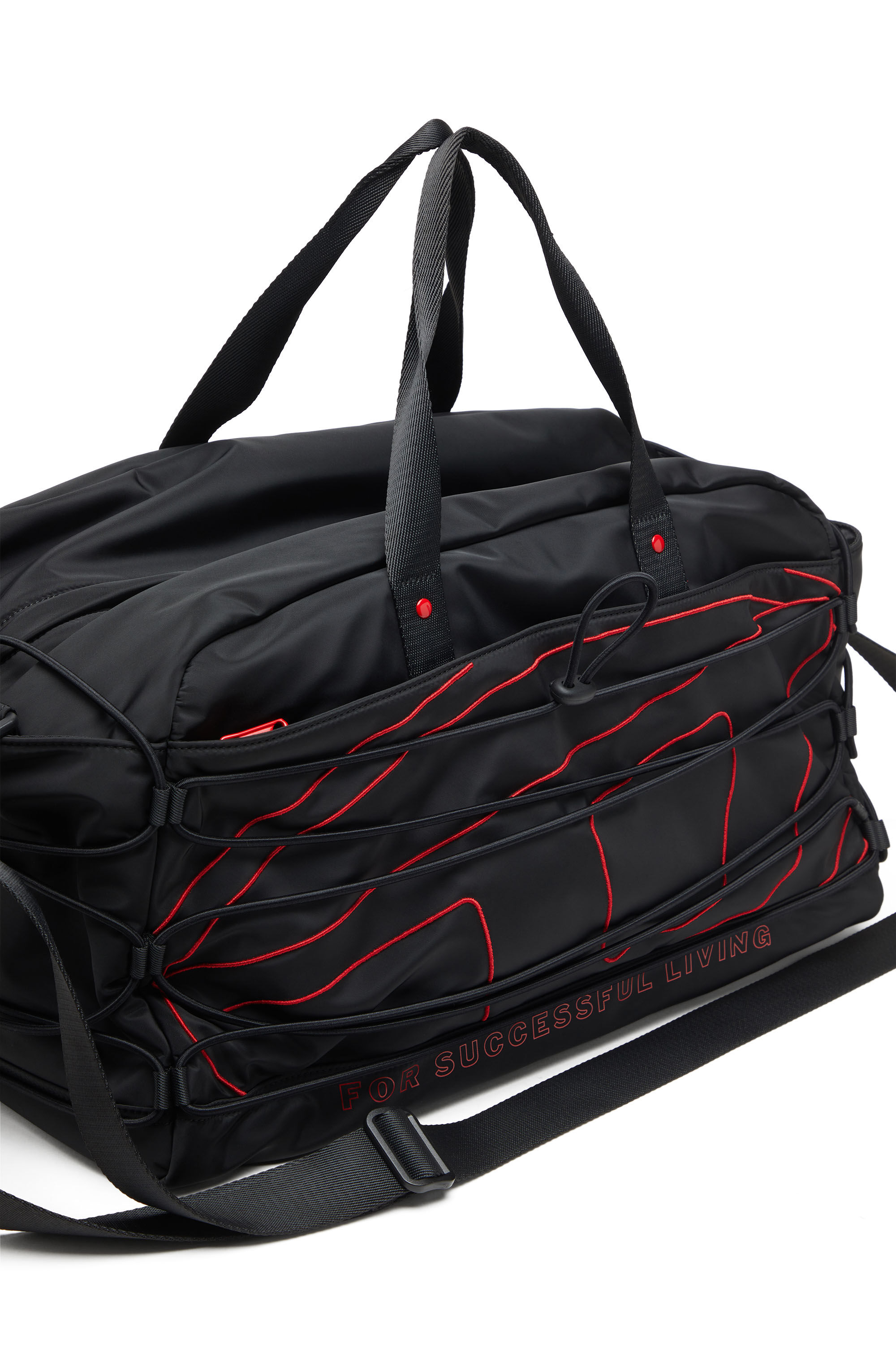 Diesel - TECH-D DUFFLE X, Unisex's Tech-D-Nylon duffle bag with Oval D embroidery in ブラック - 6