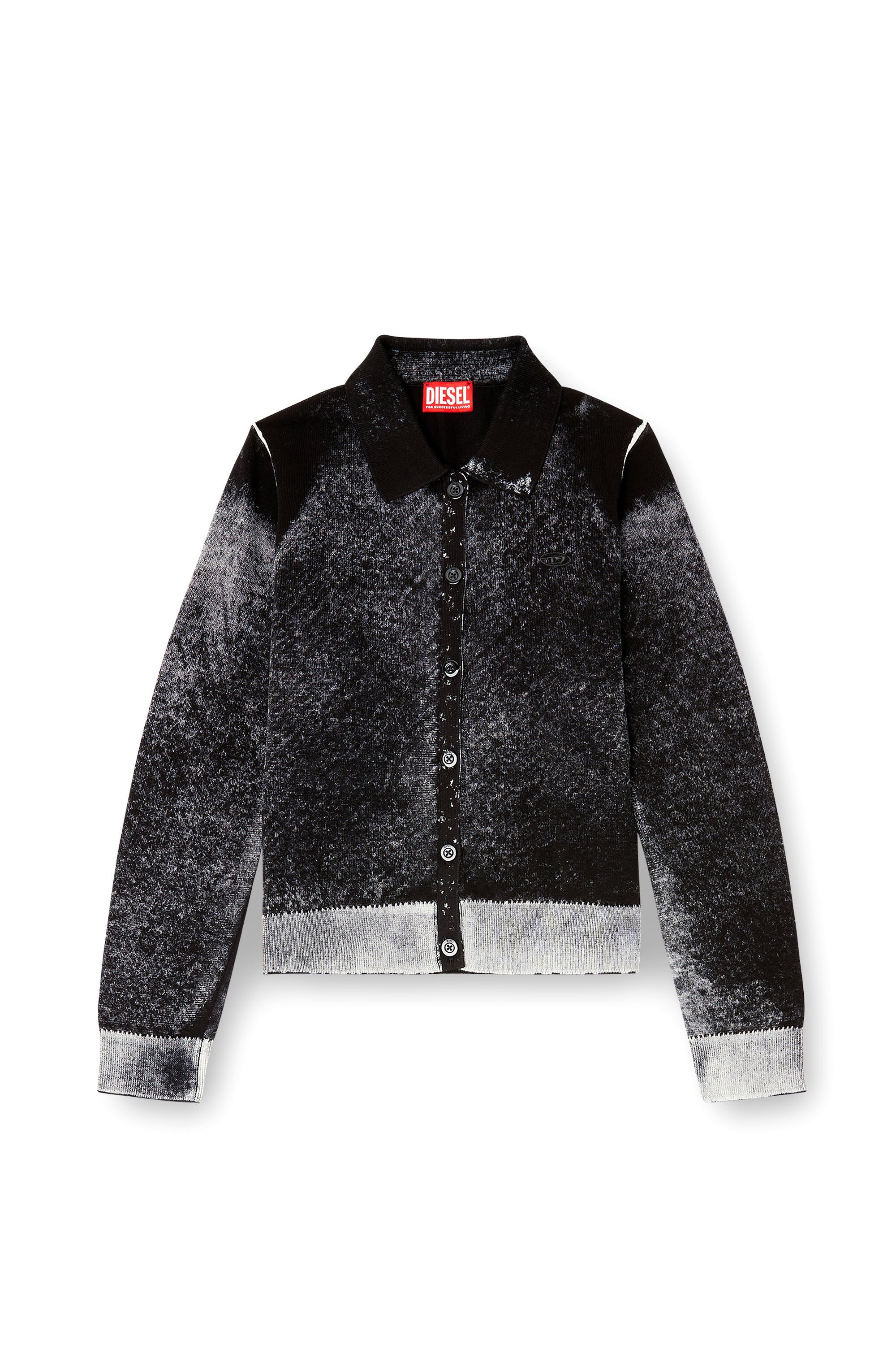 Diesel - M-LOREN, Female's 襟付きカーディガン in グレー/ブラック - 2