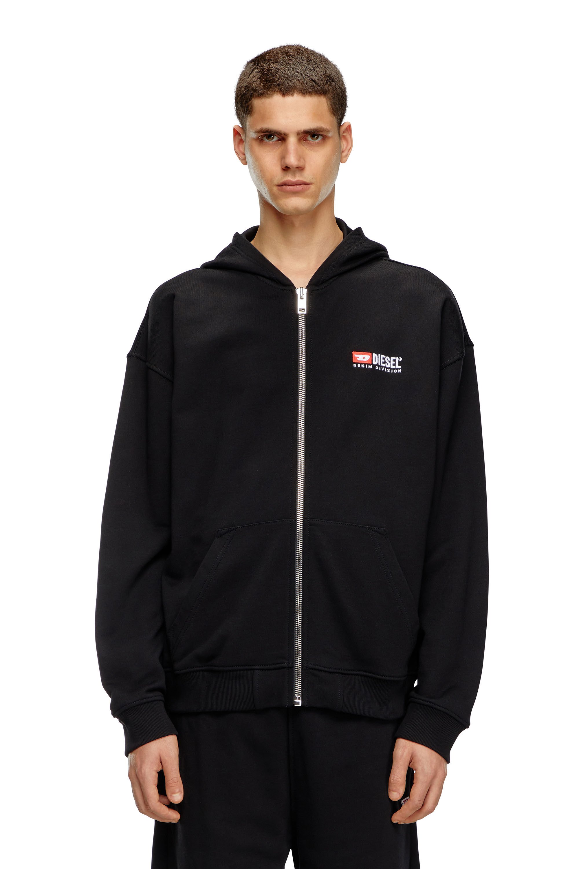 Diesel - S-BOXT-HOOD-ZIP-DIV, Male's Zip-up hoodie with Diesel embroidery in ブラック - 5