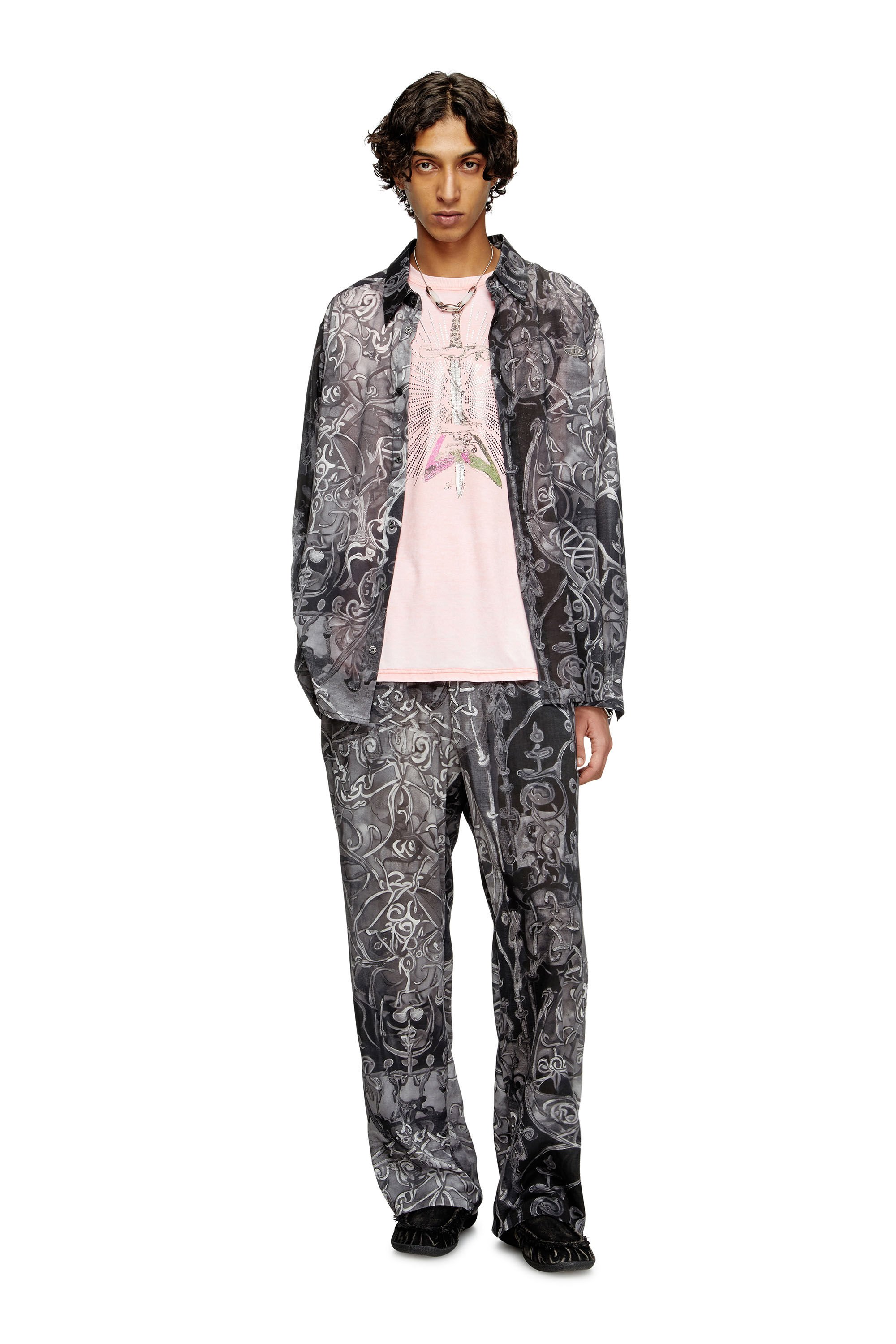 Diesel - T-BOXT-T18, Male's T-shirt with sword print in ピンク / ホワイト - 1