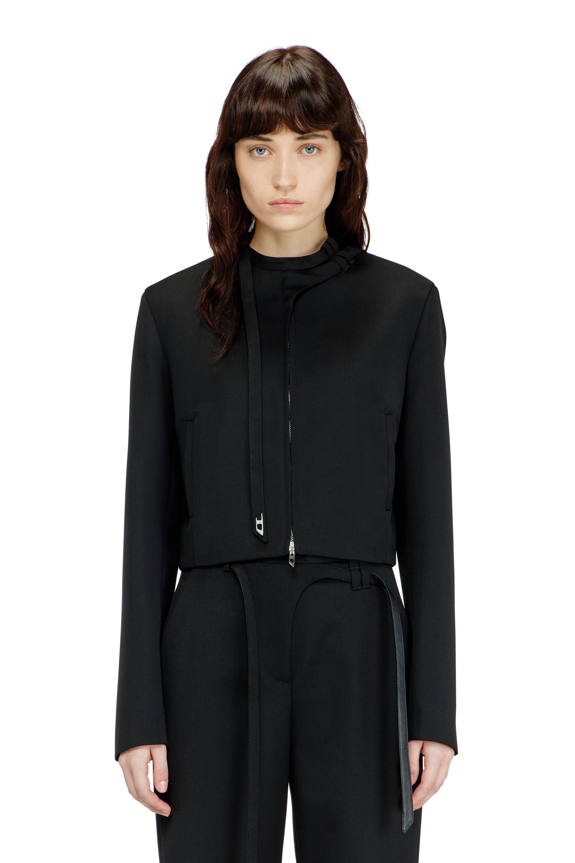 Diesel - G-HAVOC-1, Female's Tailored jacket with biker neck strap in ブラック - 3