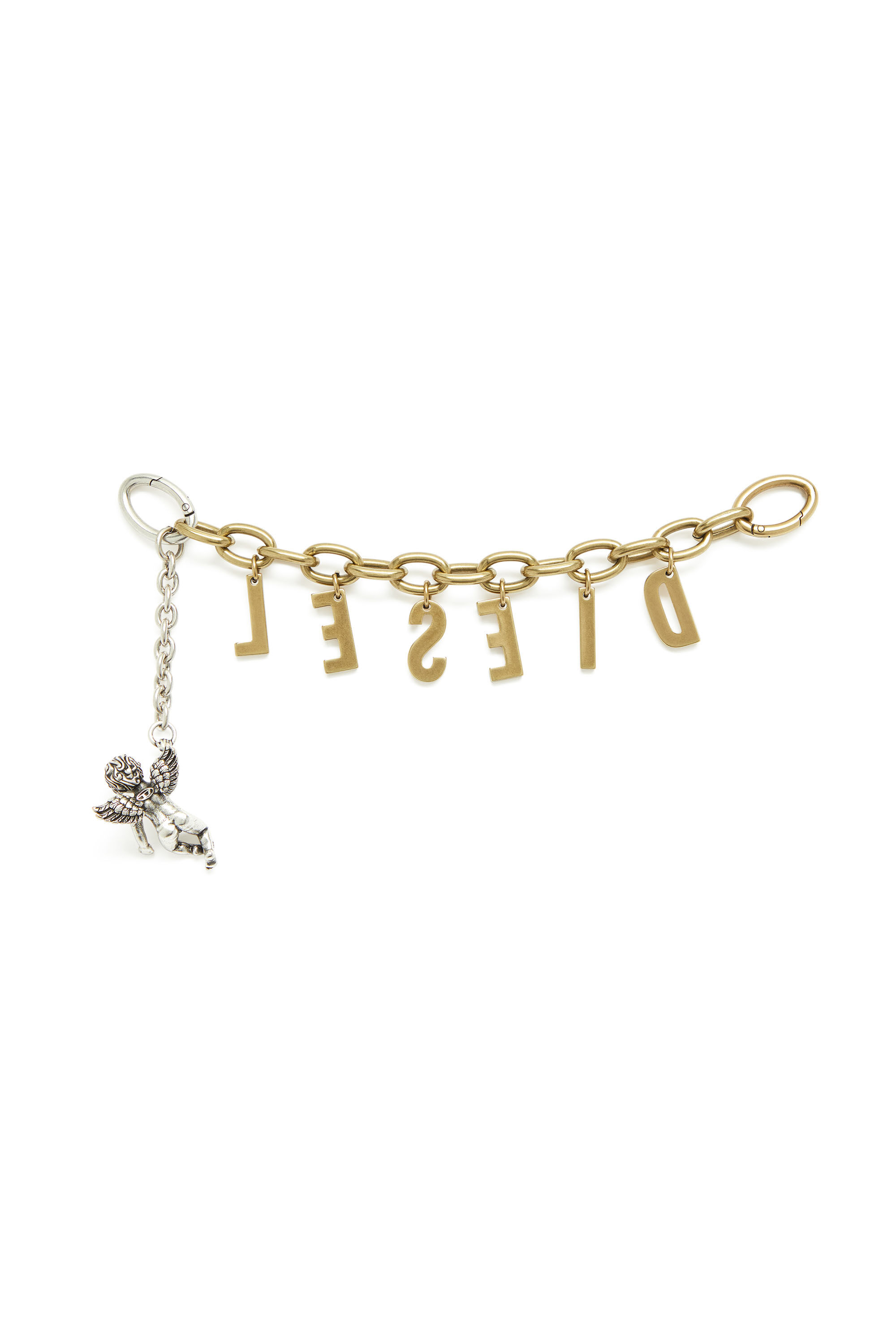 Diesel - CHAIN-D III S, Female's Metal letter charm with cherub in ゴールド - 2
