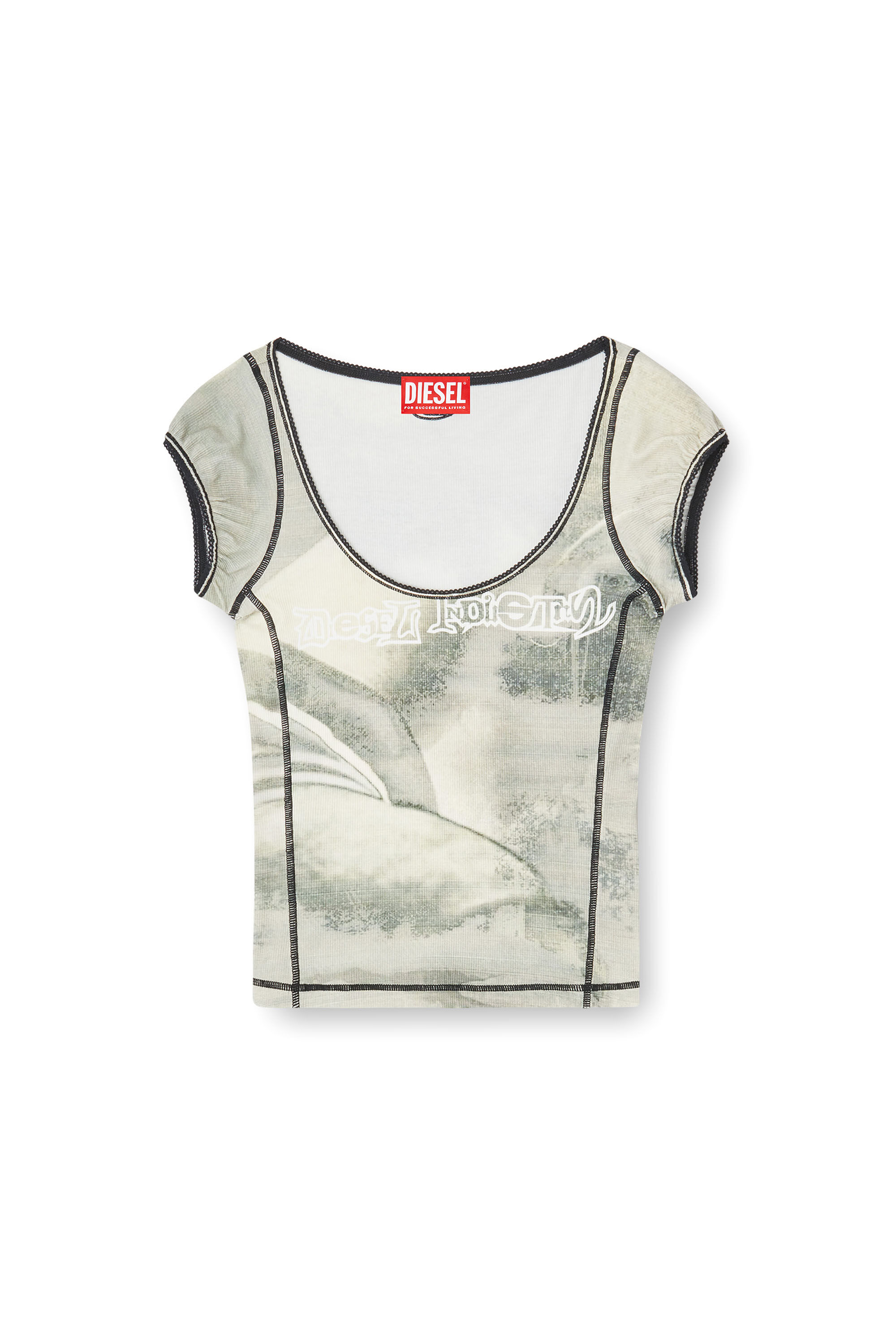 Diesel - T-ICATY, Female's Jersey top with digital print in ブルー/グリーン - 2