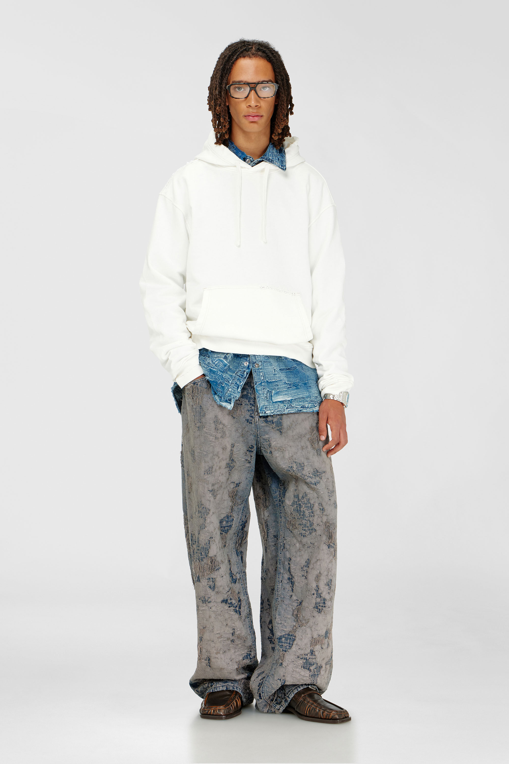 Diesel - S-NORM-HOOD-CRYSTALS, Male's プルオーバーパーカー in ホワイト - 1