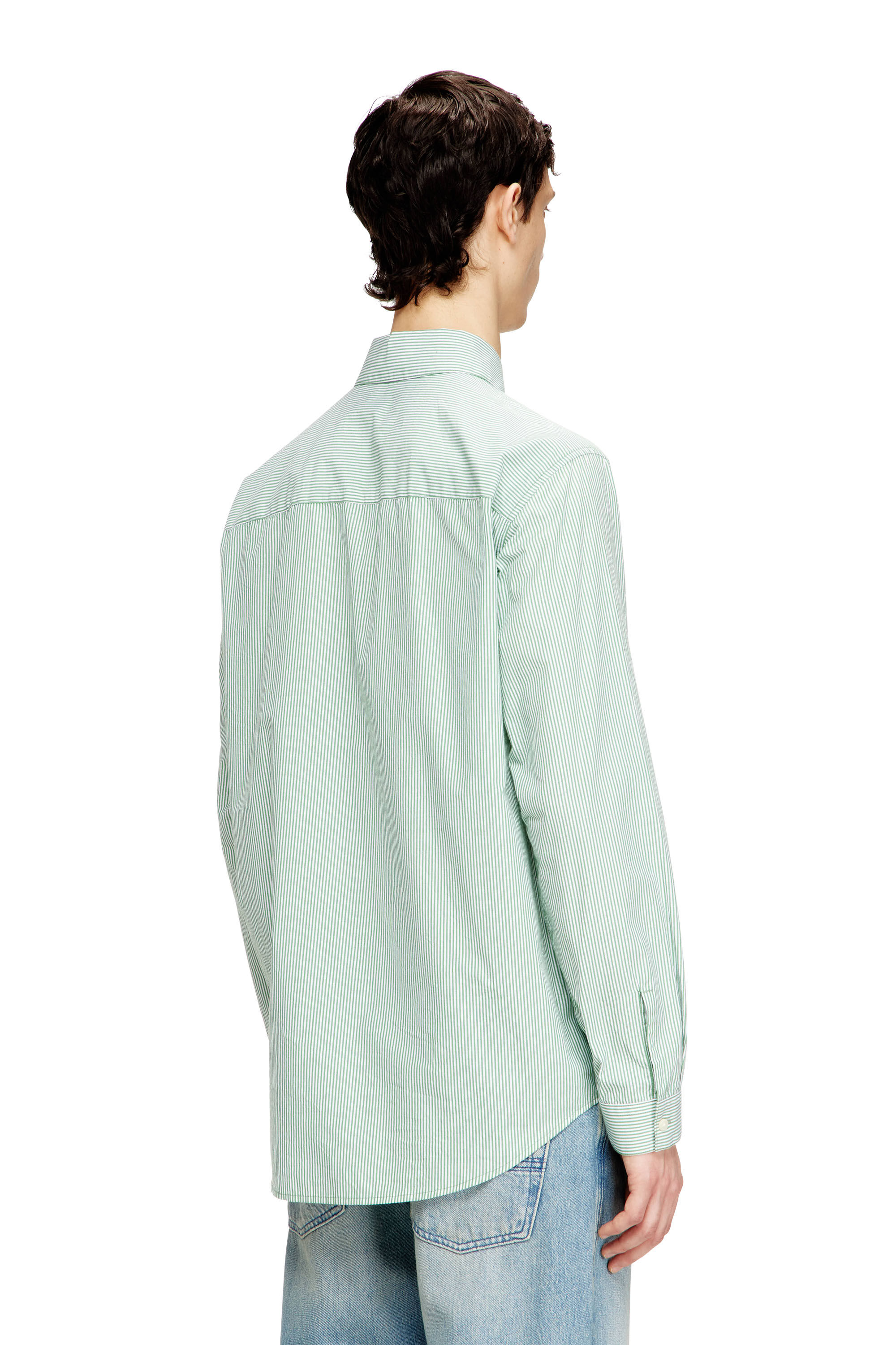 Diesel - S-SIMPLY-BKBZ, Male's シャツ in グリーン/ホワイト - 4