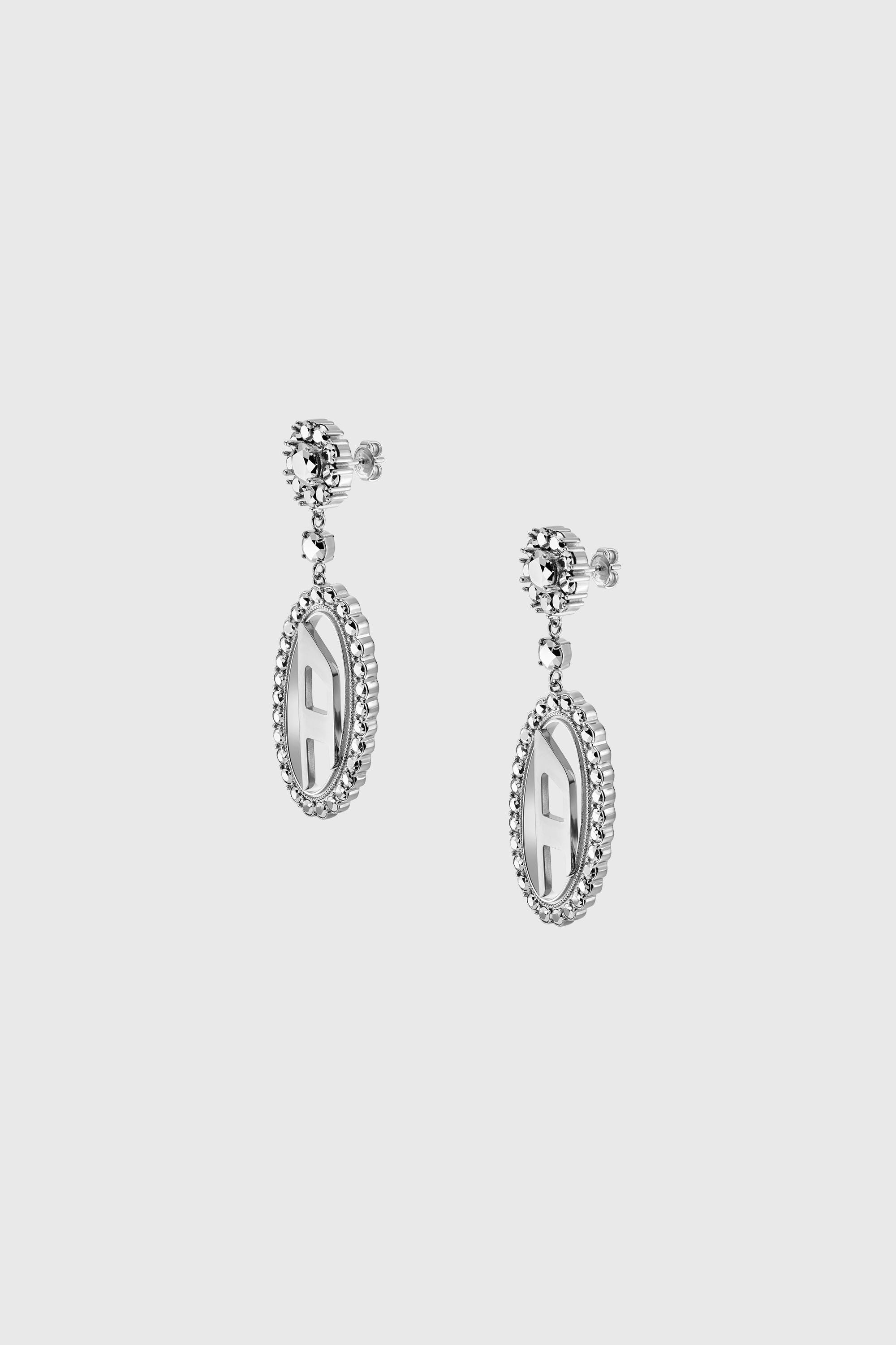 Diesel - DX1751040, Unisex's Stainless steel pave drop earrings in シルバー - 1