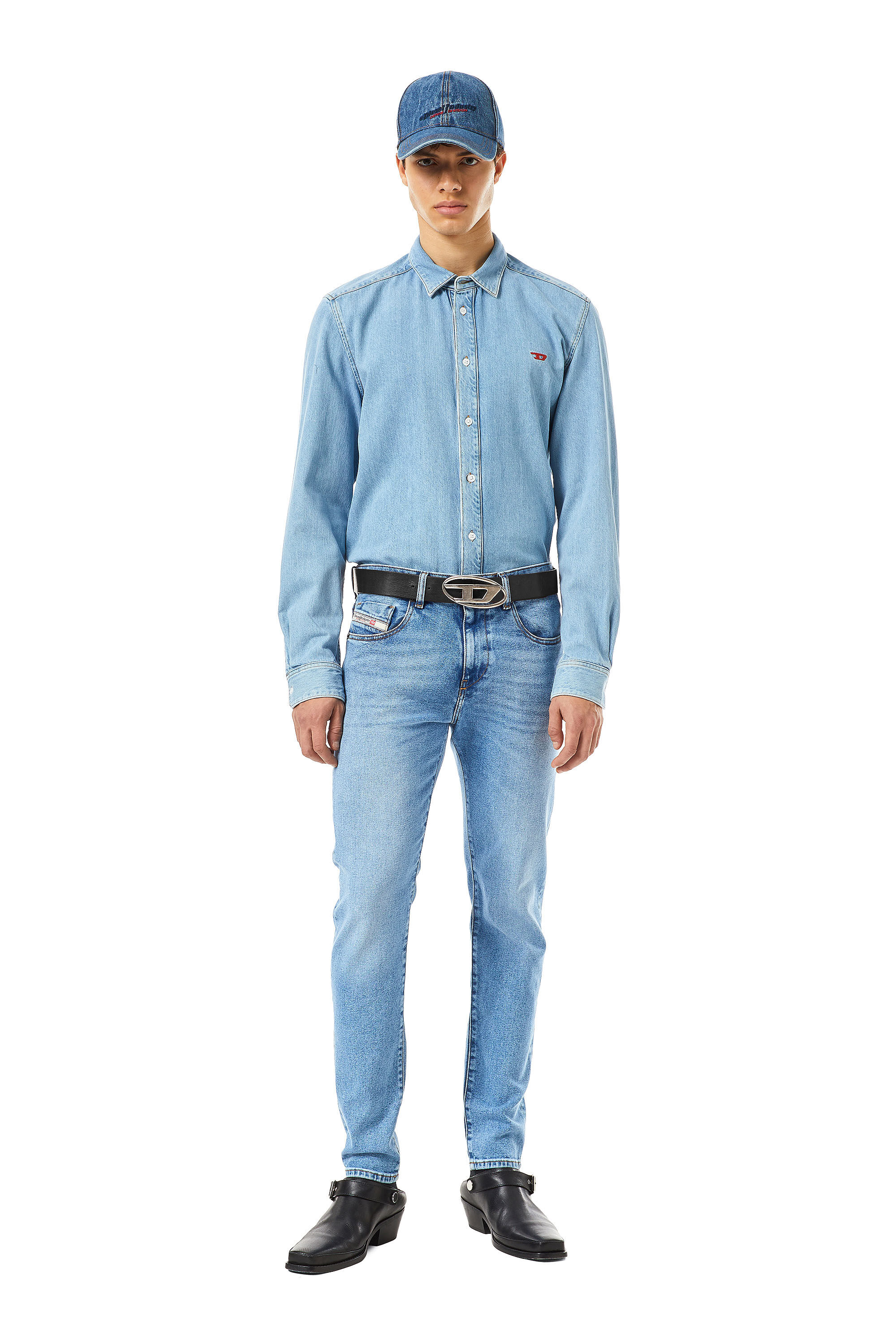 Diesel - Slim Jeans 2019 D-Strukt 09B92, Male's スリム Jeans - 2019 D-Strukt in ミディアムブルー - 1
