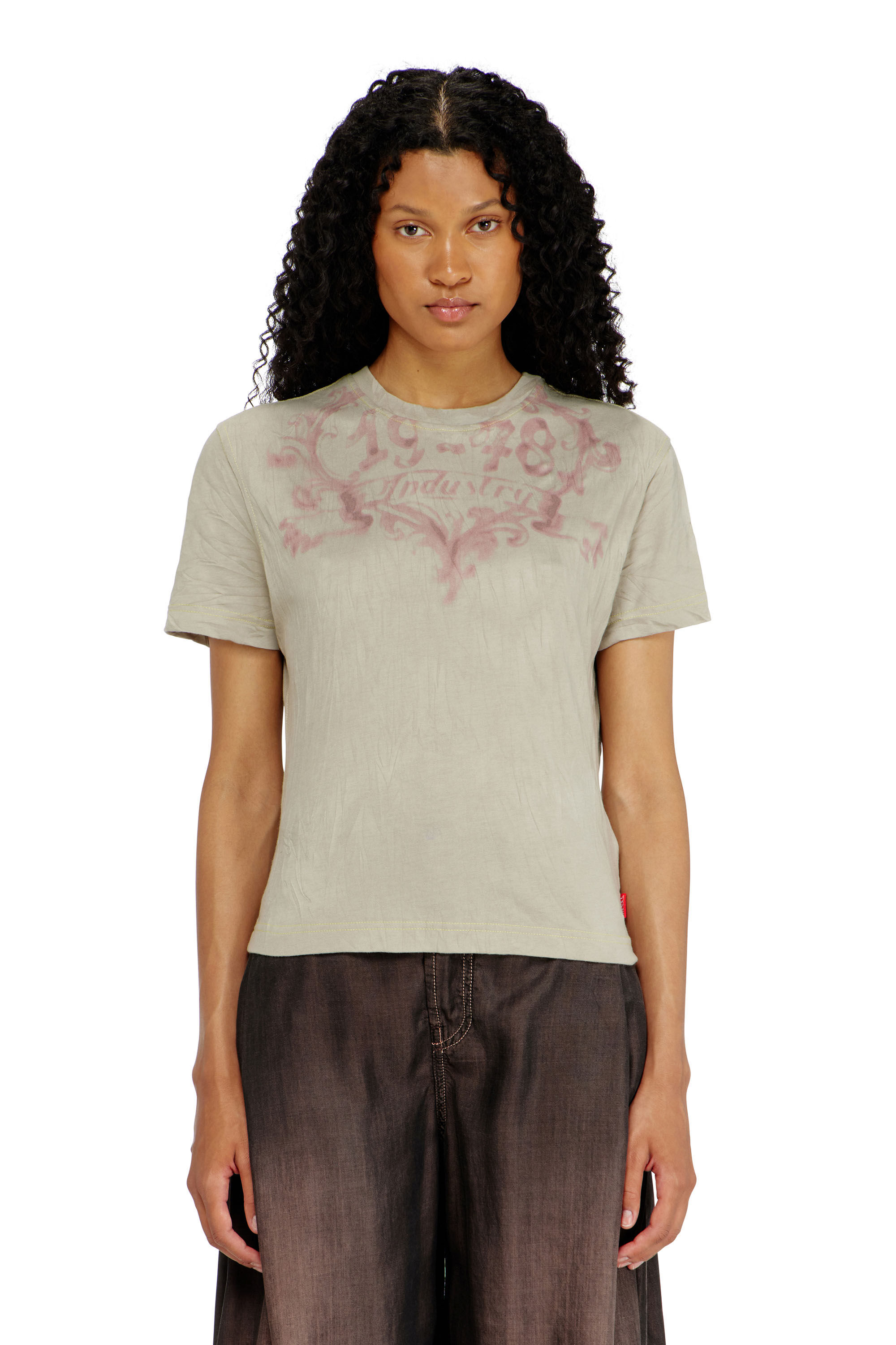 Diesel - T-ILA-AA5, Female's Tシャツ in ベージュ/ピンク - 3