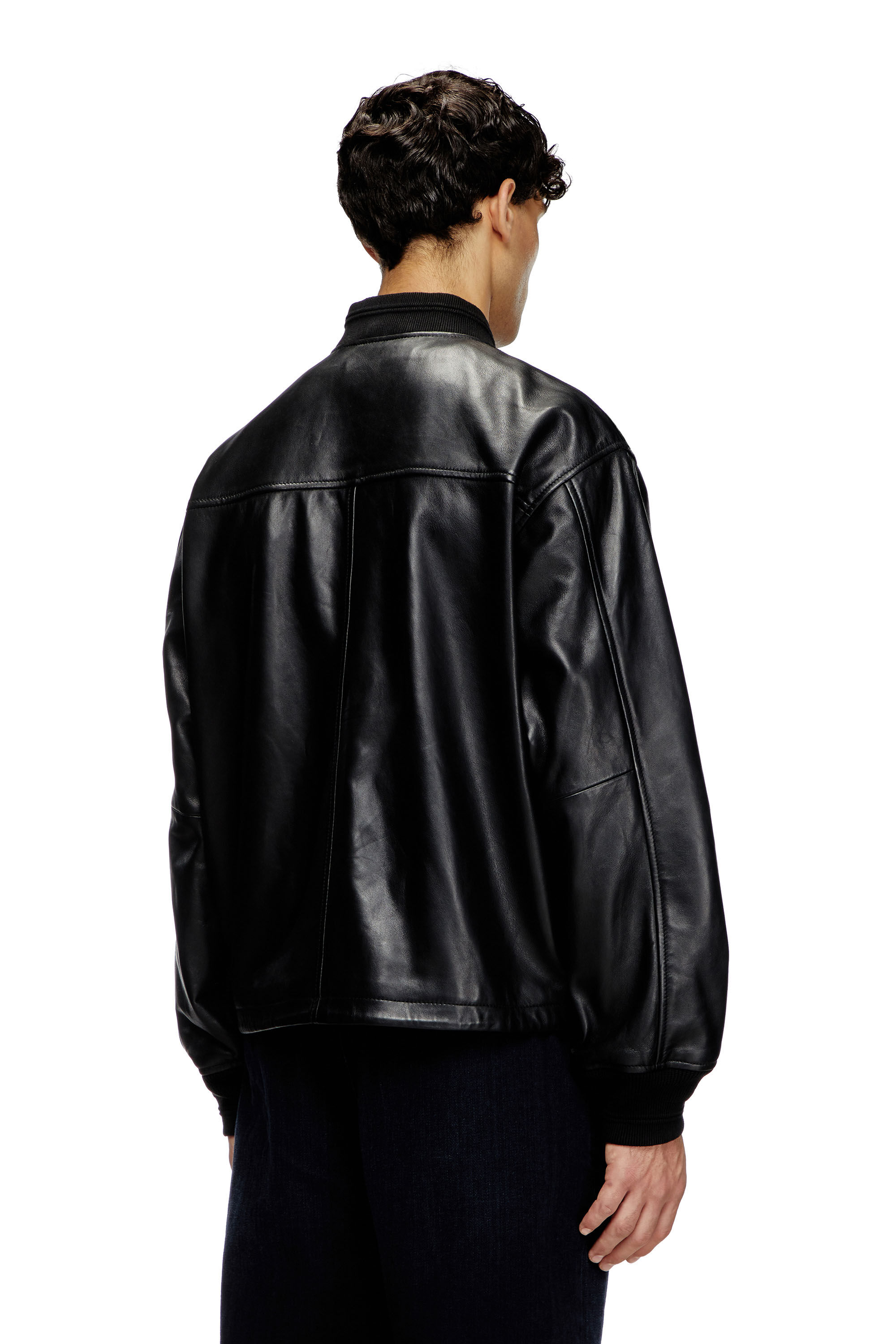 Diesel - L-KHAT, Male's Waxed-leather bomber jacket in ブラック - 5