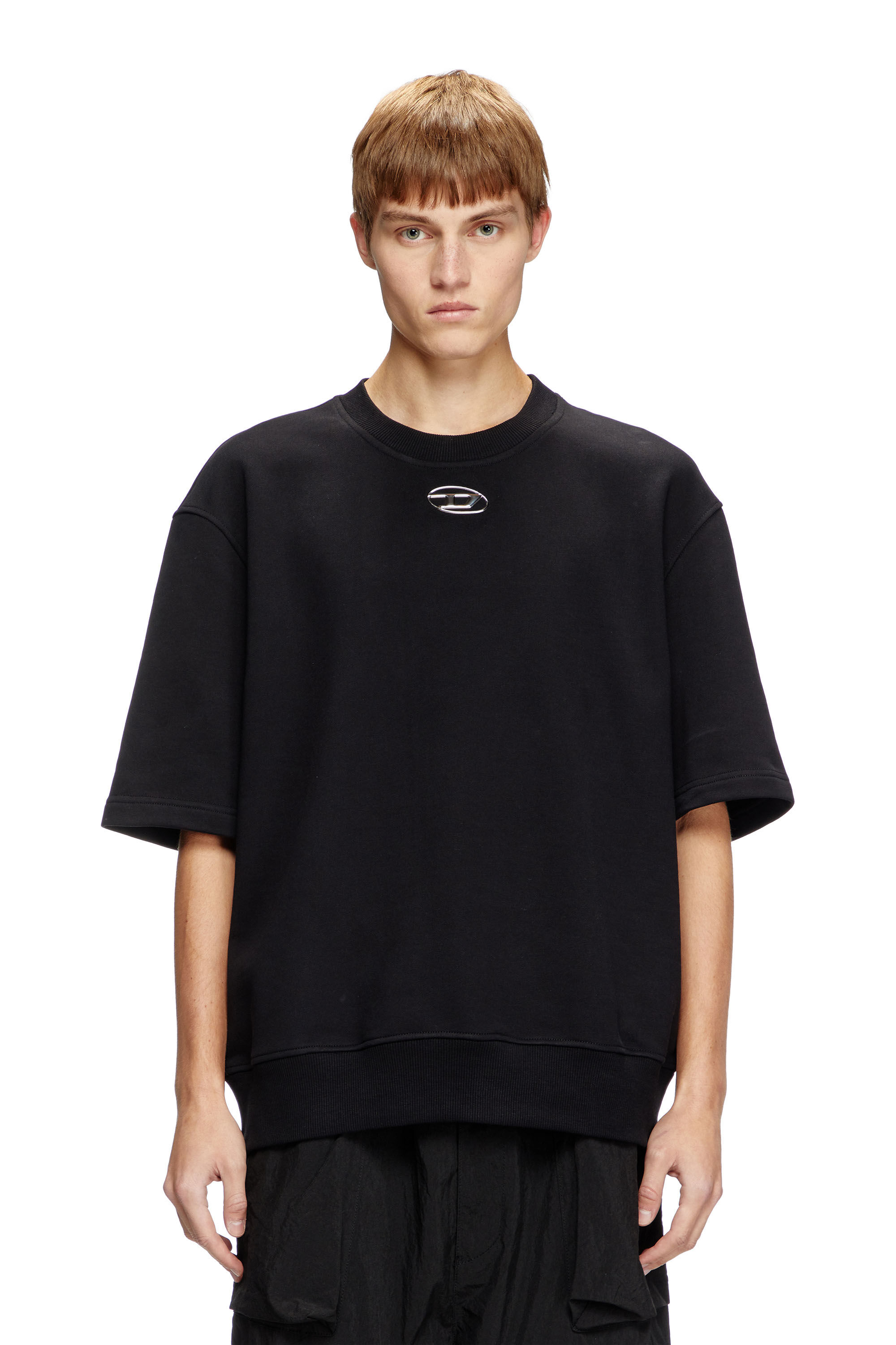 Diesel - S-COOLING-L1, Male's Half-sleeve sweatshirt with metallic logo in ブラック - 3