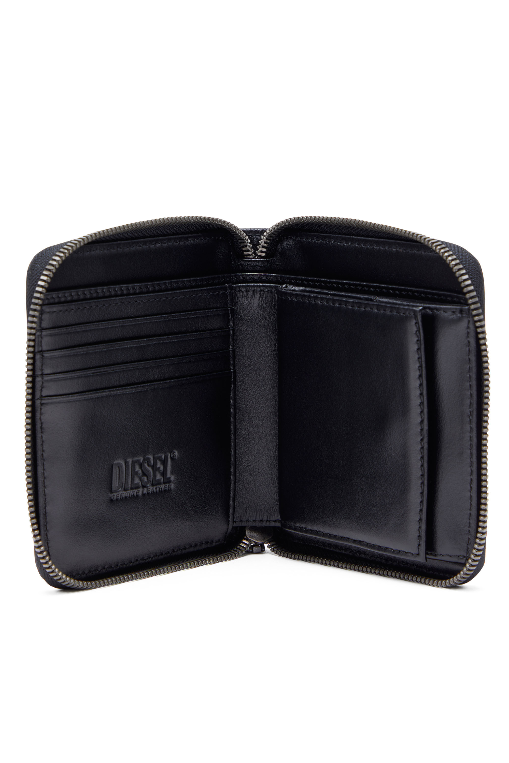 Diesel - BI-FOLD COIN ZIP M, Male's カウレザー 二つ折り財布 in ブラック - 3