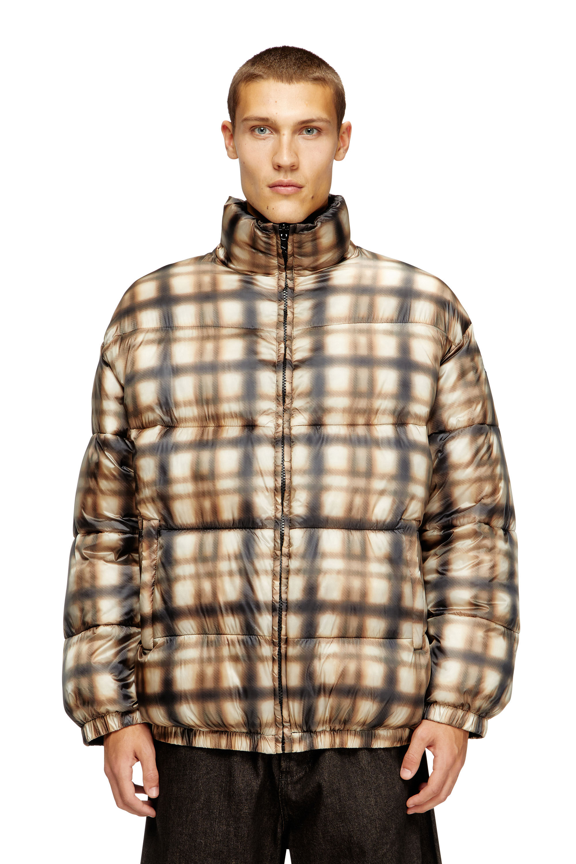 Diesel - W-BOURBON-ENBM, Male's パファージャケット in ブラック/ベージュ - 3