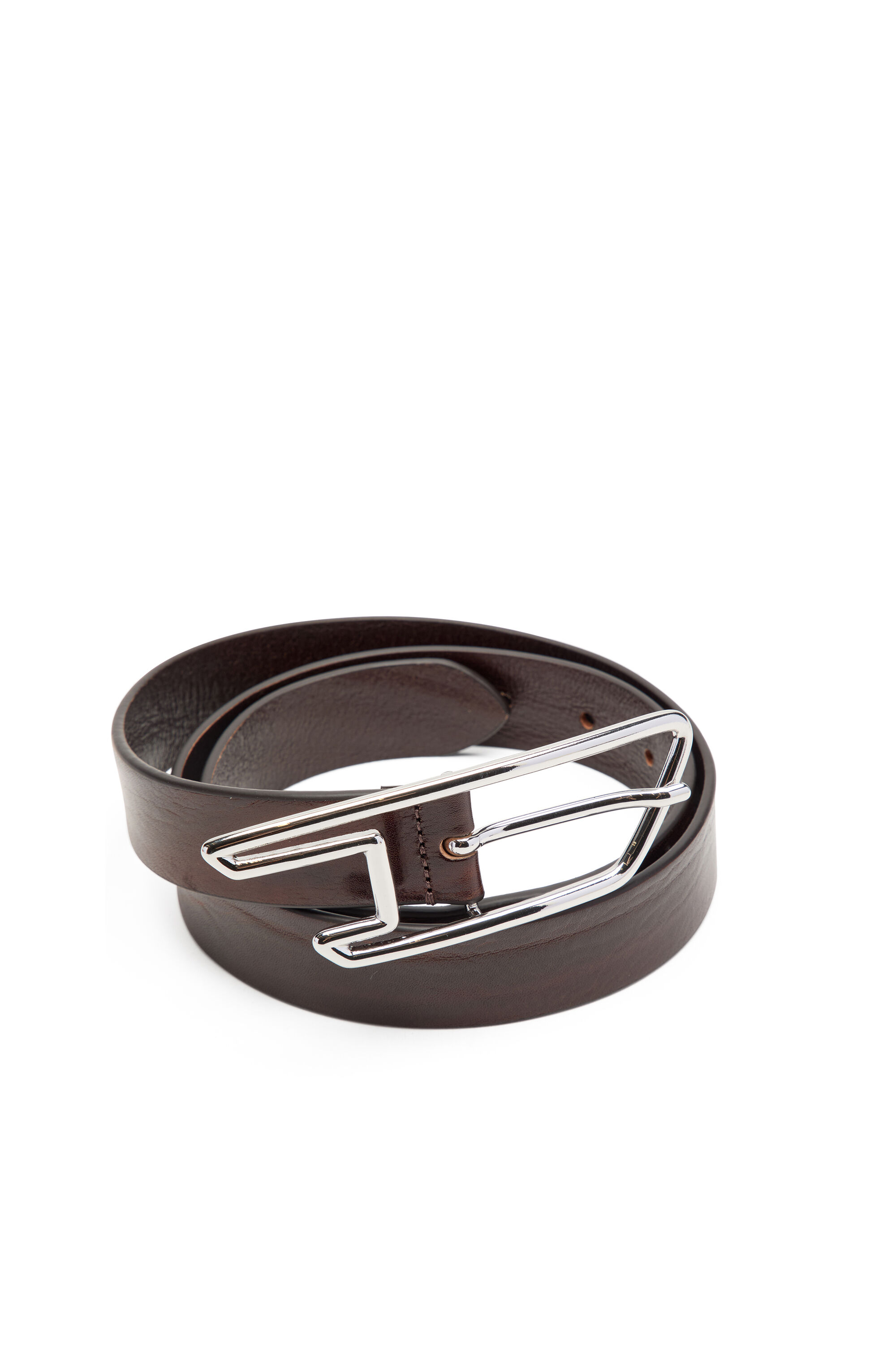 Diesel - B-D LINE 30, Unisex's 3cm waxed-leather belt with D-logo buckle in ブラウン - 2