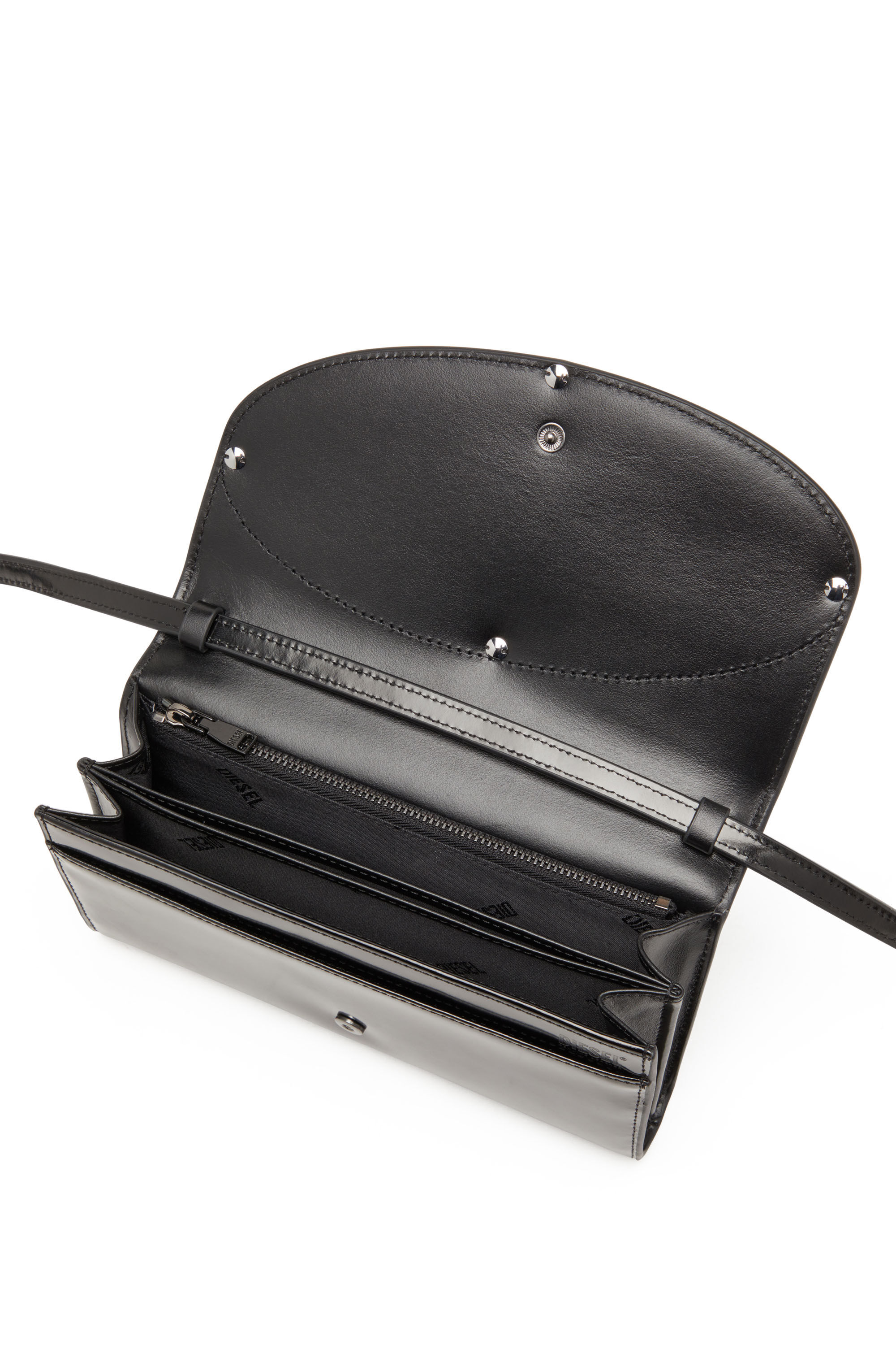 Diesel - 1DR WALLET STRAP, Female's Wallet bag in mirrored leather in ブラック - 4