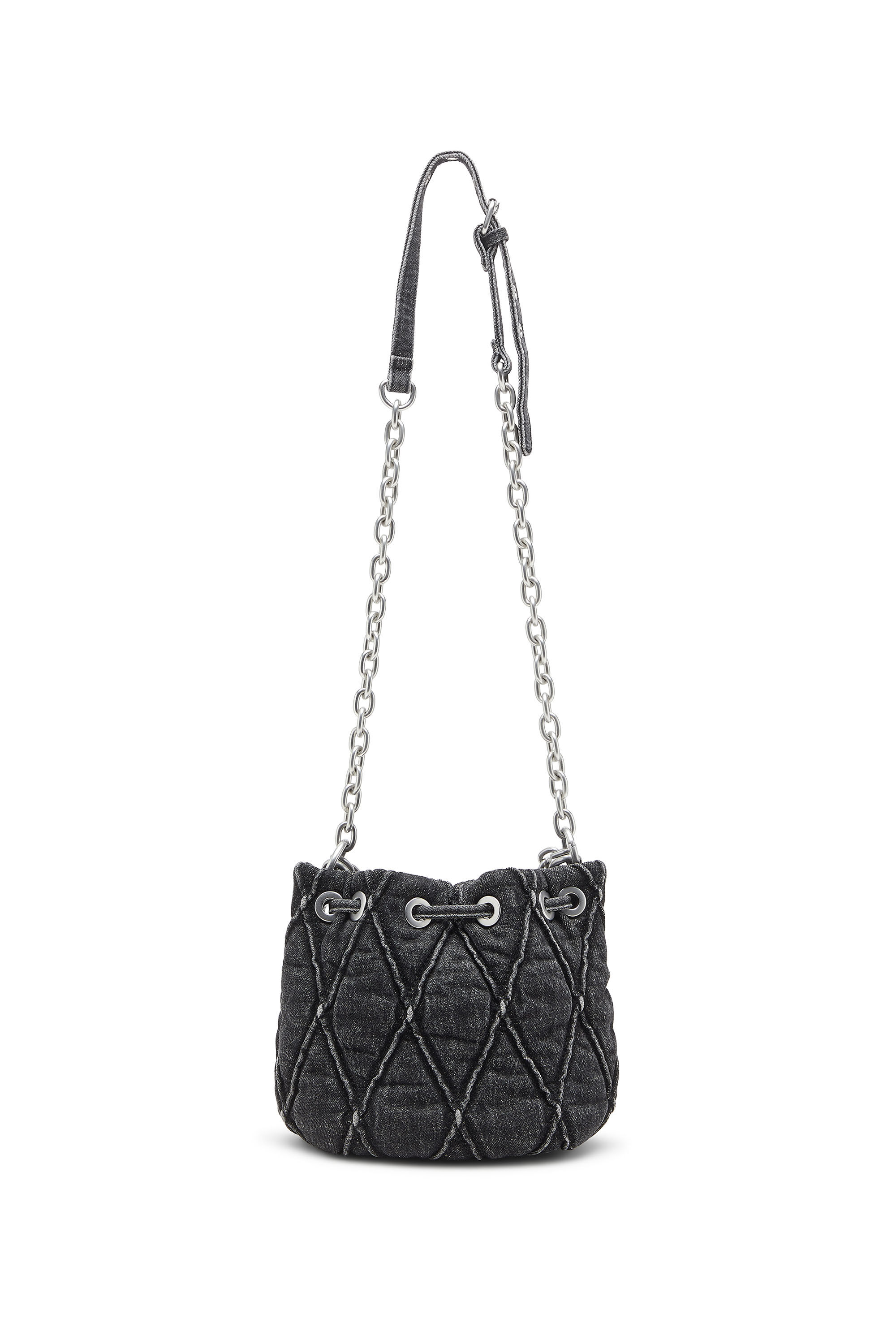 HOSHI CHARM-D BUCKET S Quilted-denim bucket bag with chain HOSHI CHARM-D BUCKET S Quilted-denim bucket bag with chain