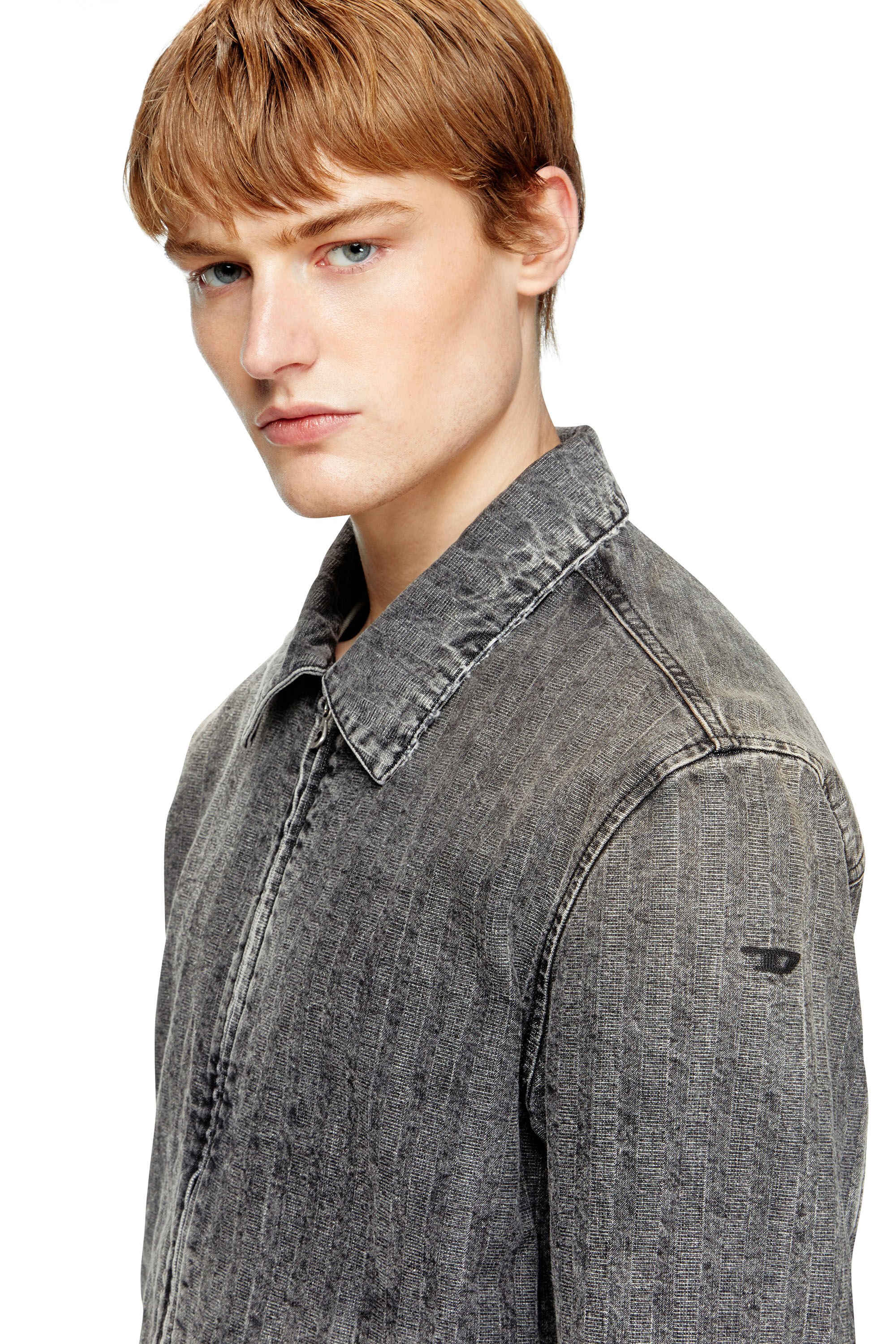 Diesel - D-ROHE, Male's Blouson jacket in herringbone denim in ブラック - 4