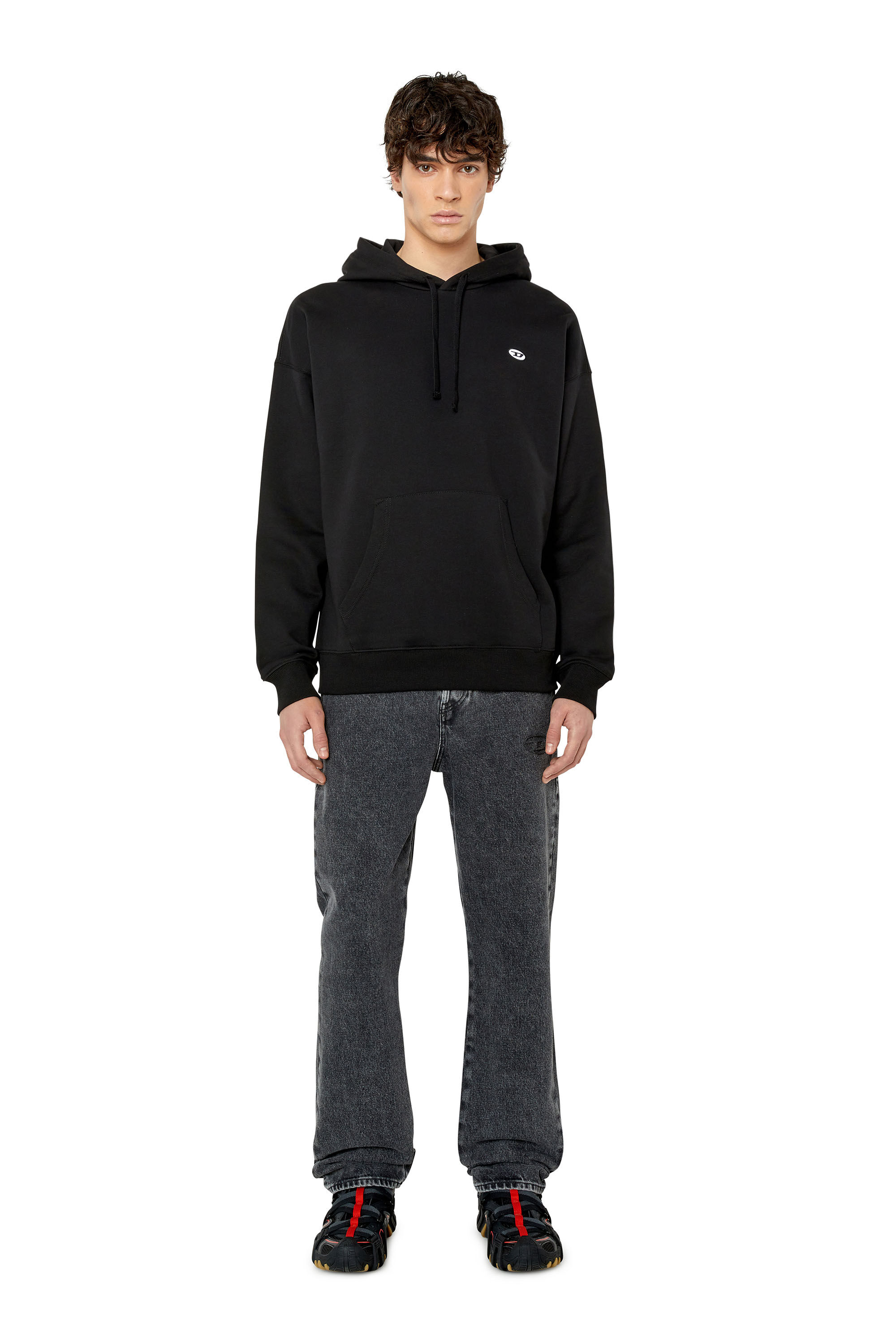 Diesel - S-ROB-HOOD-DOVAL-PJ, Male's Hoodie with oval D patch in ブラック - 1