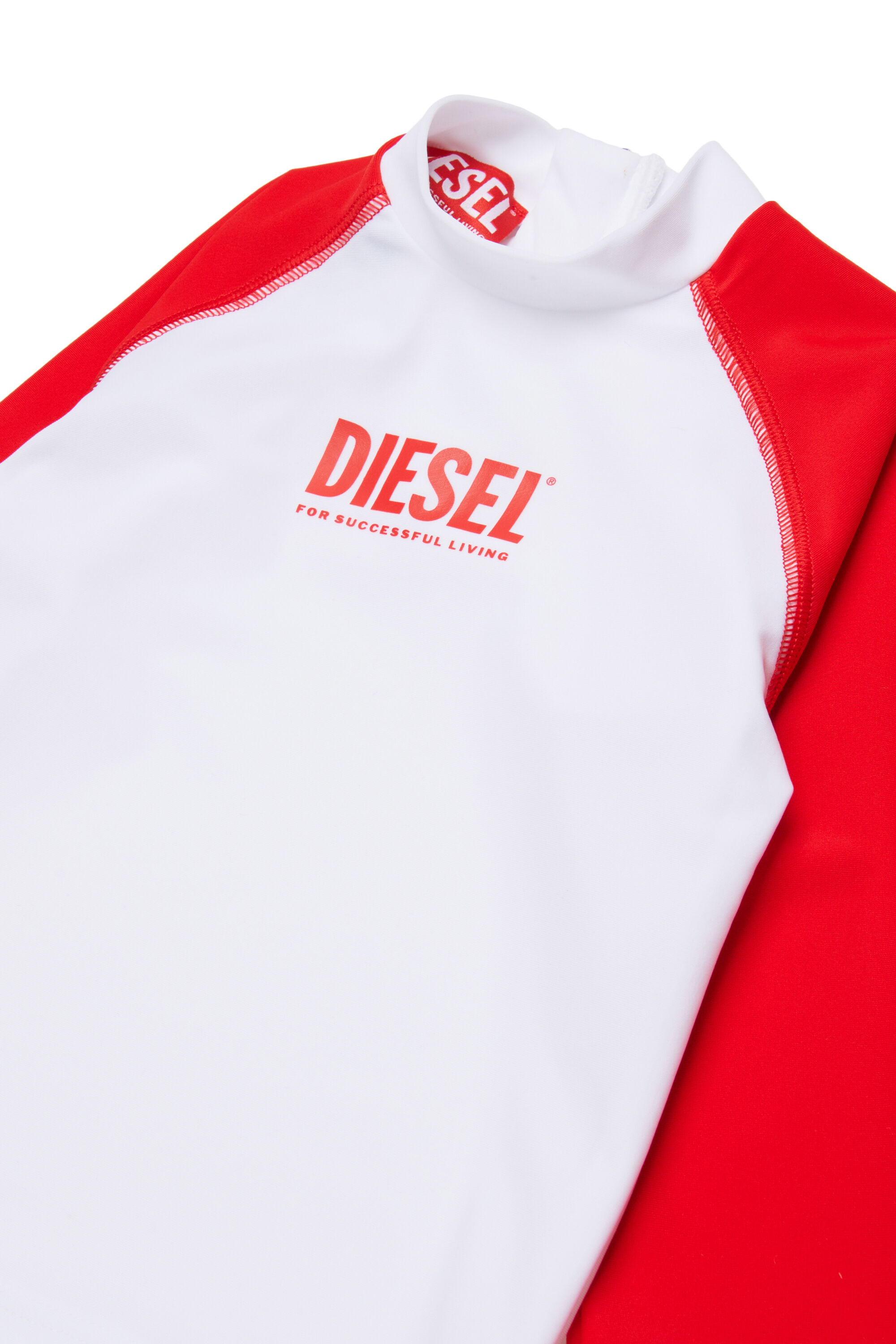 Diesel - MTRIB, Male's Rash guard with high neck in ホワイト/レッド/ブルー - 3