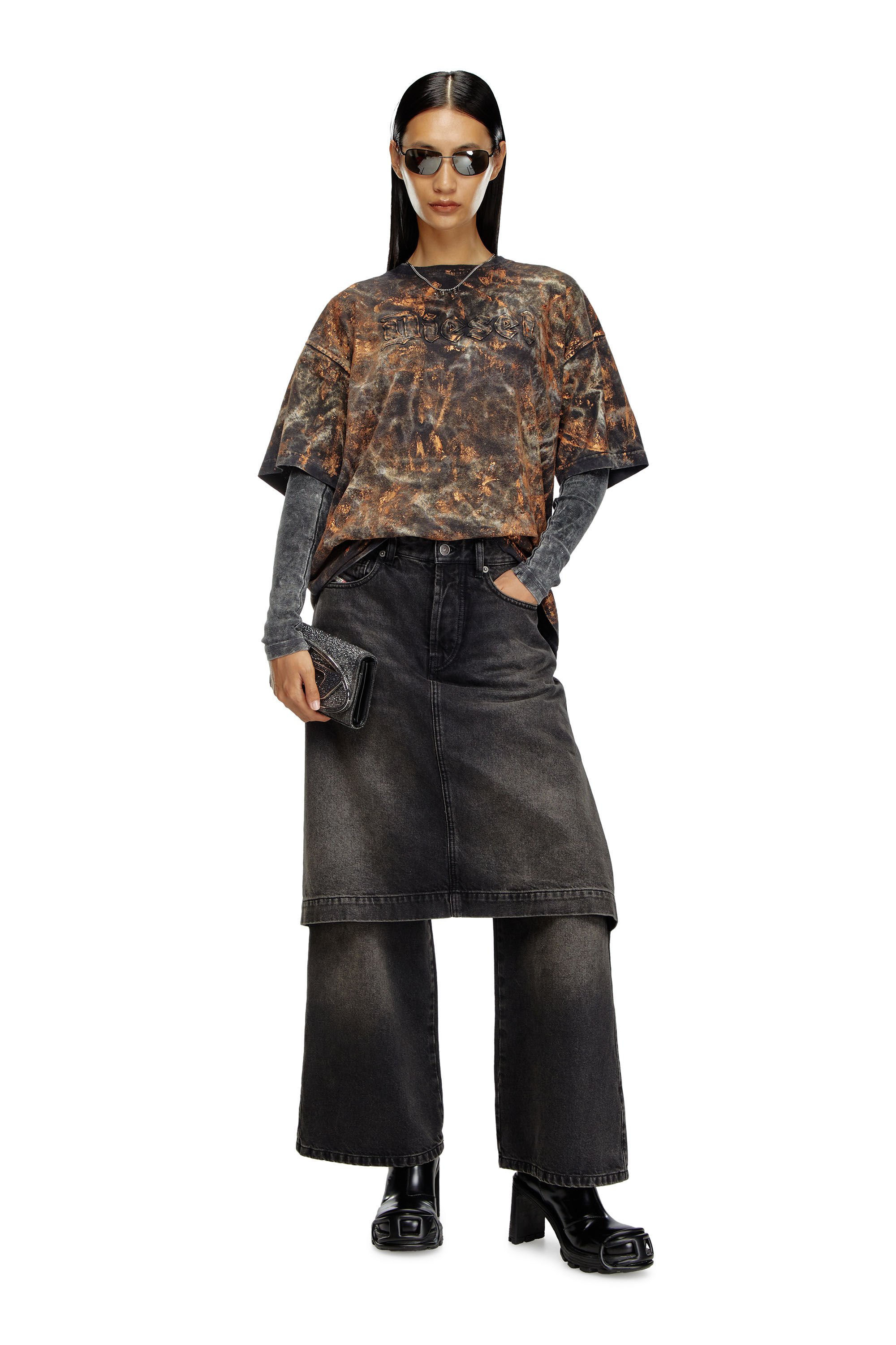 Diesel - Female's Relaxed Jeans D-Syren 0CBDG, ブラック/ダークグレー - 1