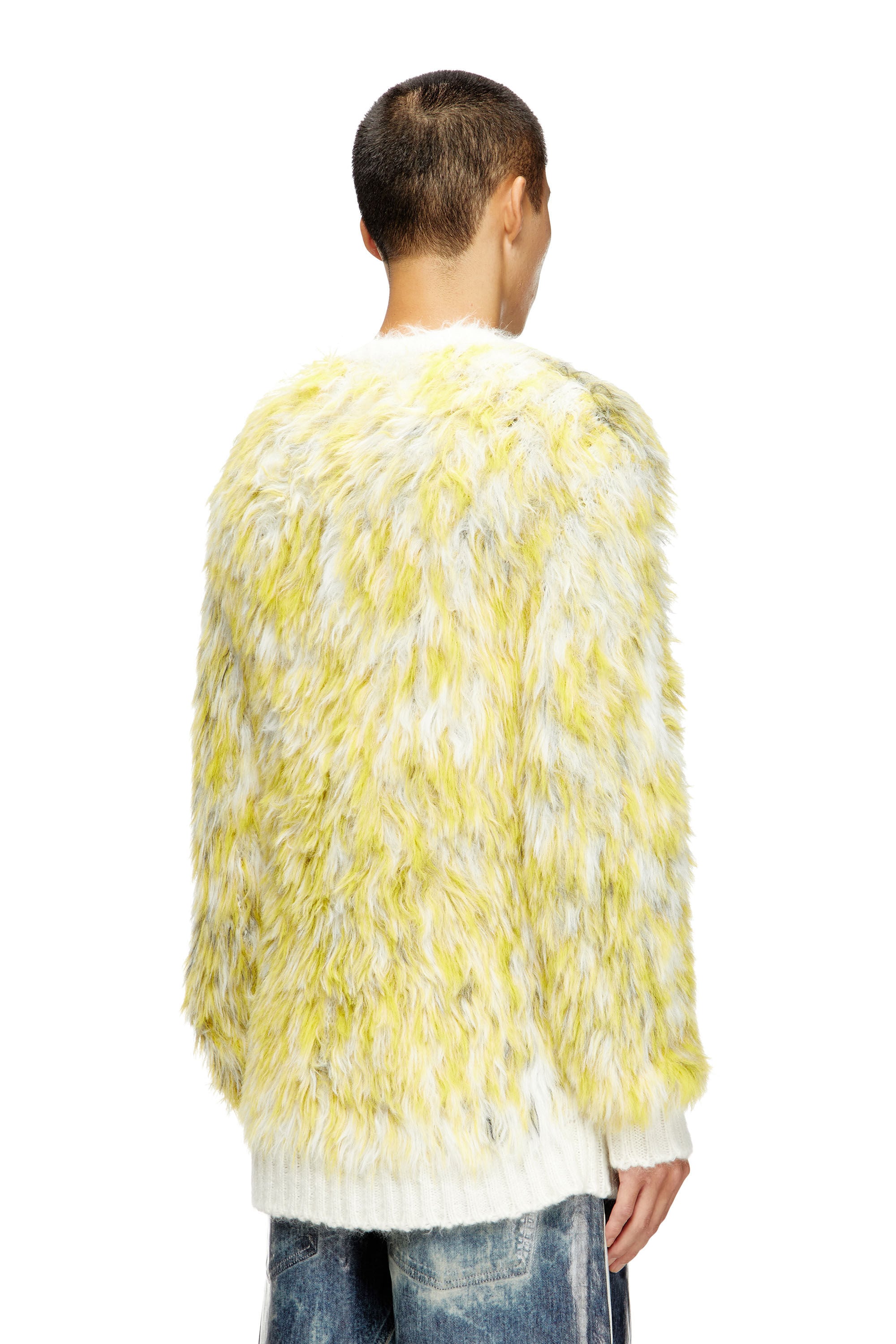Diesel - K-ALLEN, Male's Jumper in fluffy jacquard knit in ホワイト/イエロー - 5