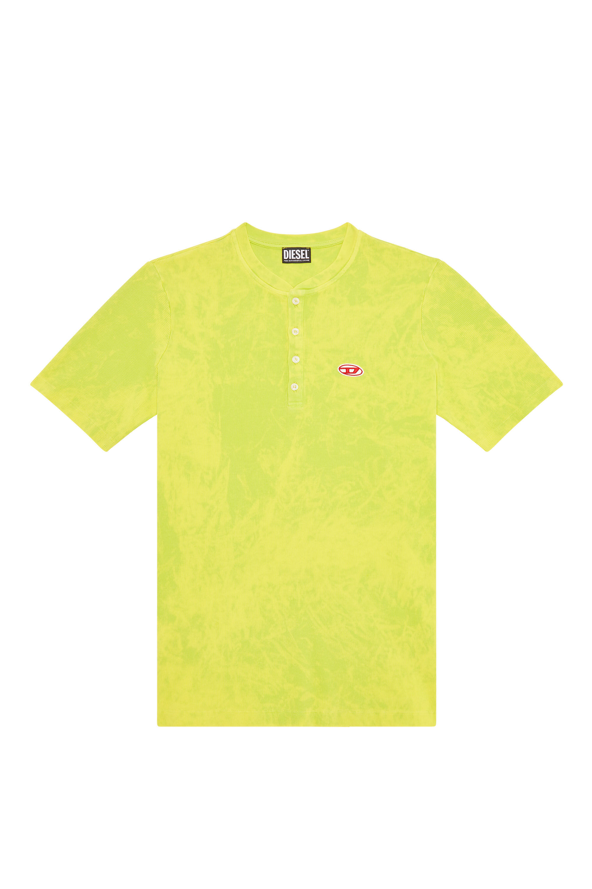 Diesel - T-JUSTRIB, Male's Tシャツ ヘンリーネック in 蛍光グリーン - 2