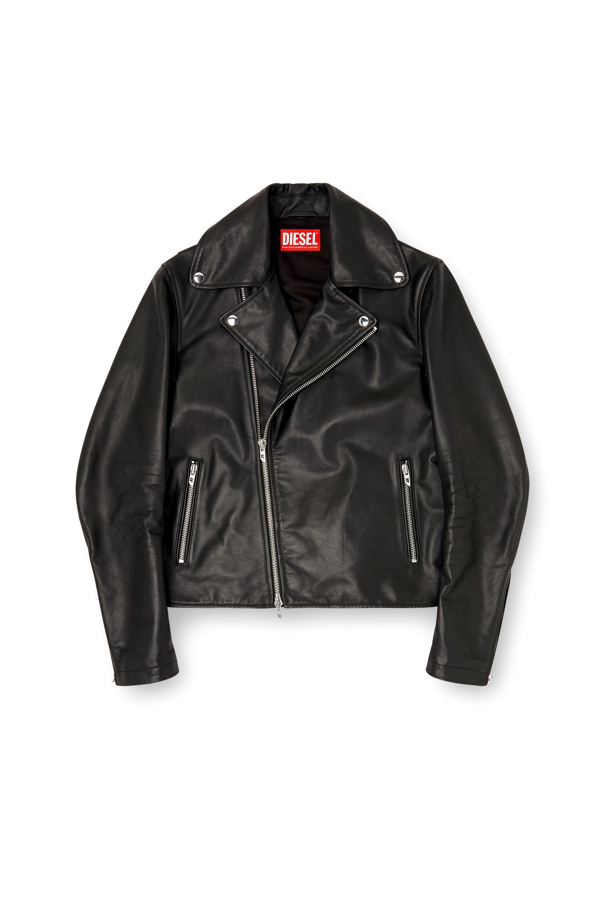 Diesel - L-EO-WRD, Male's Biker jacket in waxed leather in ブラック - 2