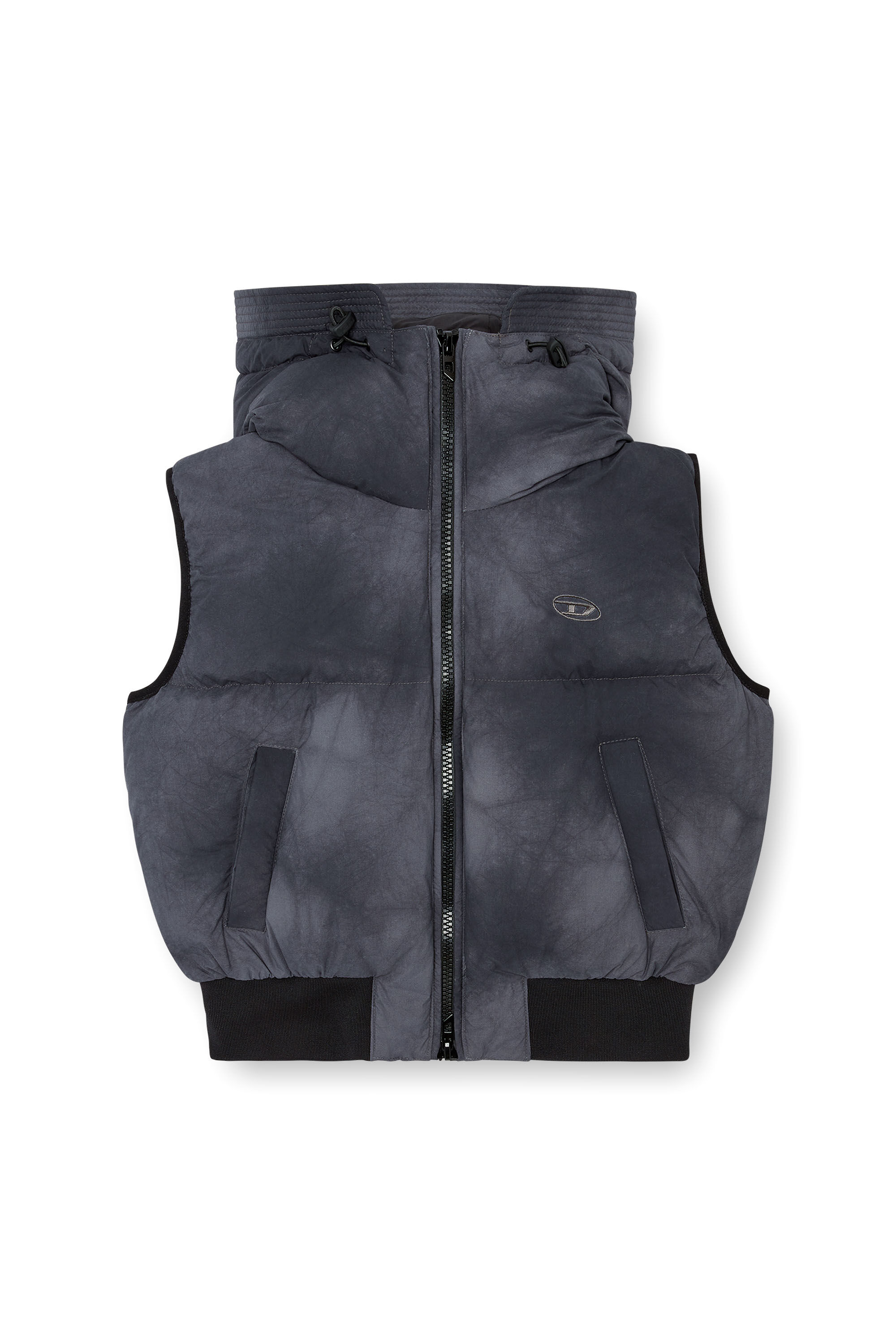W-PEYT-SSL-NEW Hooded down vest with cloudy effect｜グレー｜ウィメンズ｜DIESEL
