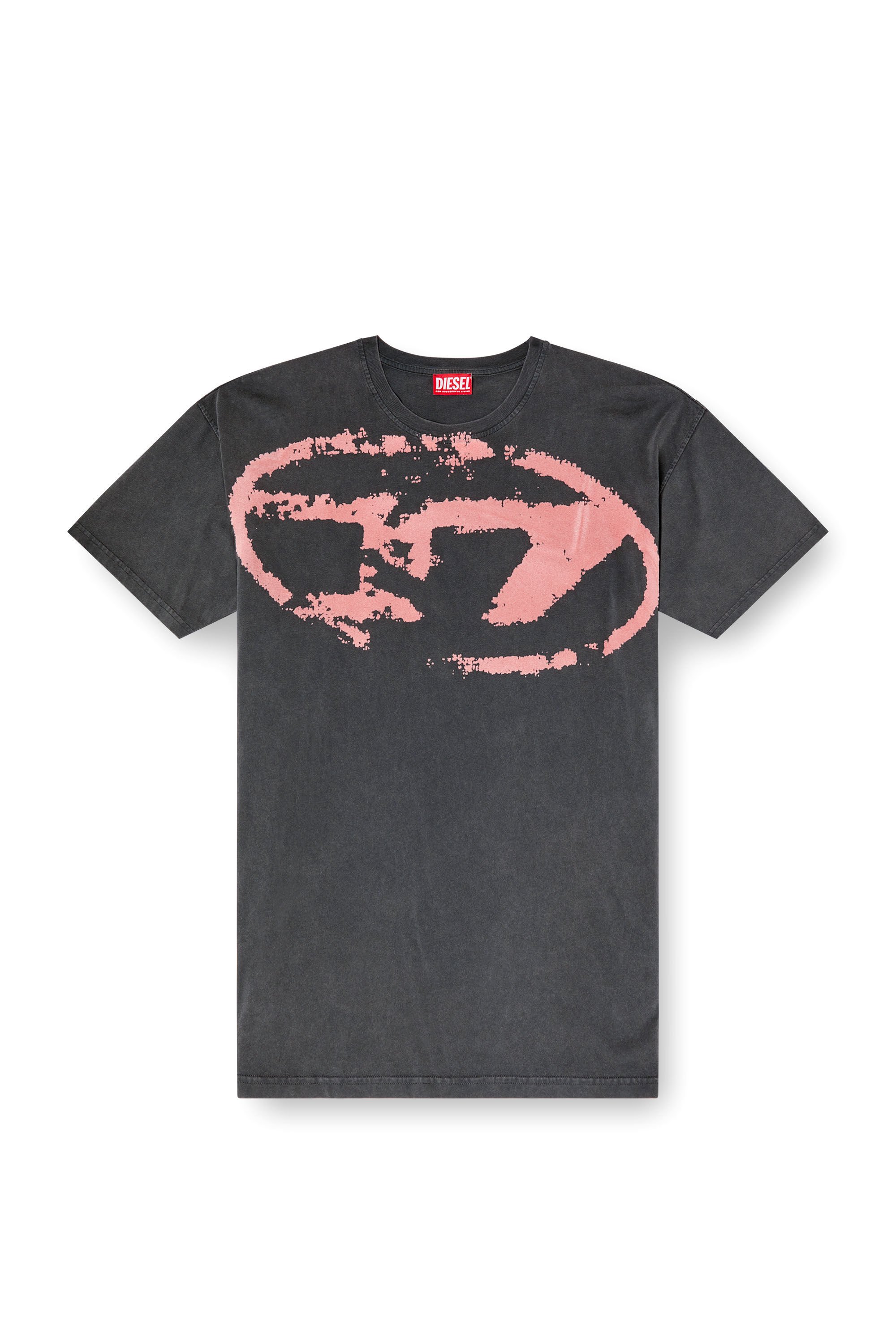 Diesel - T-BOXT-R21, Male's Acid-wash T-shirt with flocked Oval D logo in ブラック - 2