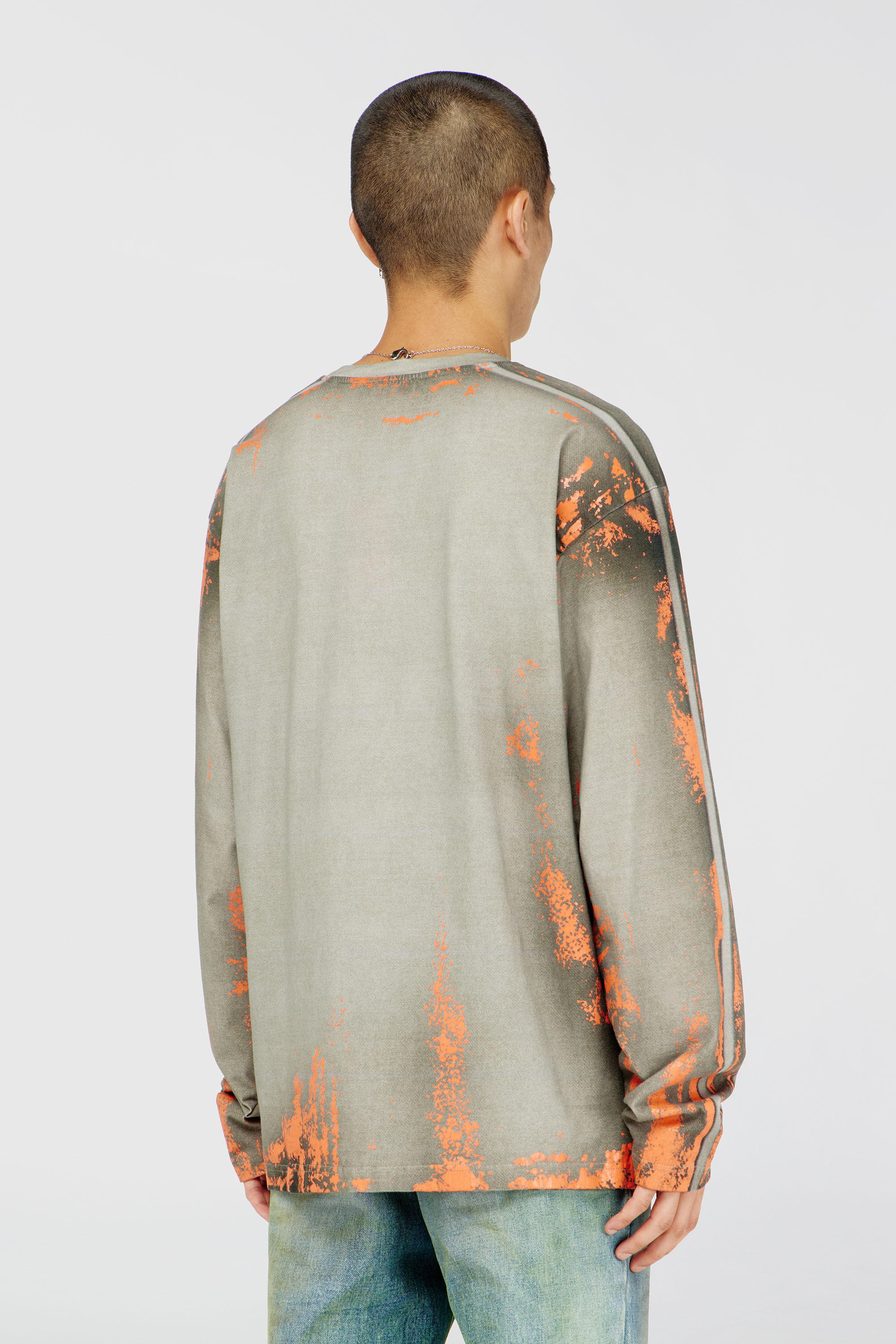 T-FILMY Long-sleeve T-shirt in cracked jersey｜マルチカラー