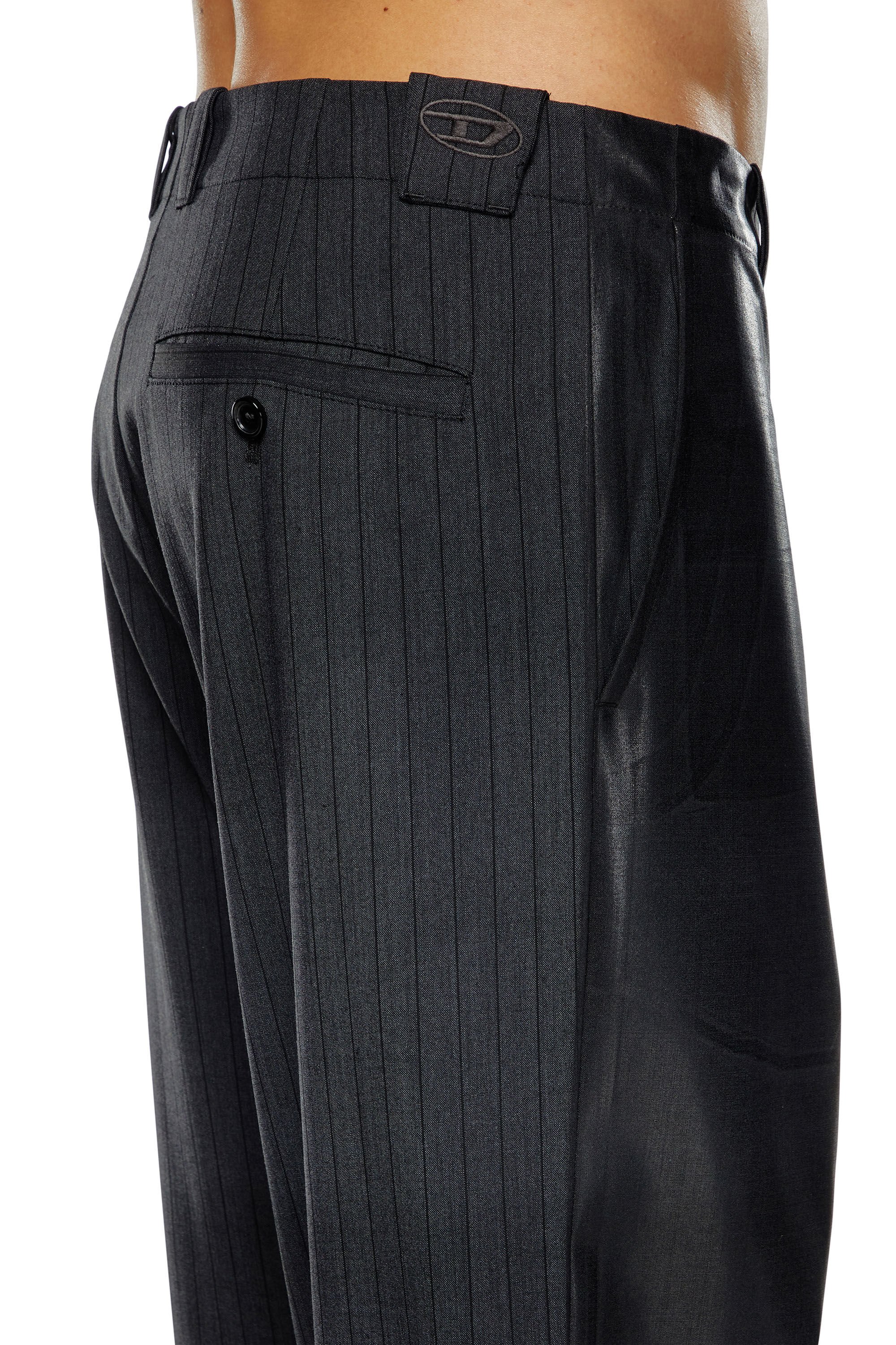 Diesel - P-STANLEY, Male's Pinstripe pants with coated front in ブラック - 3