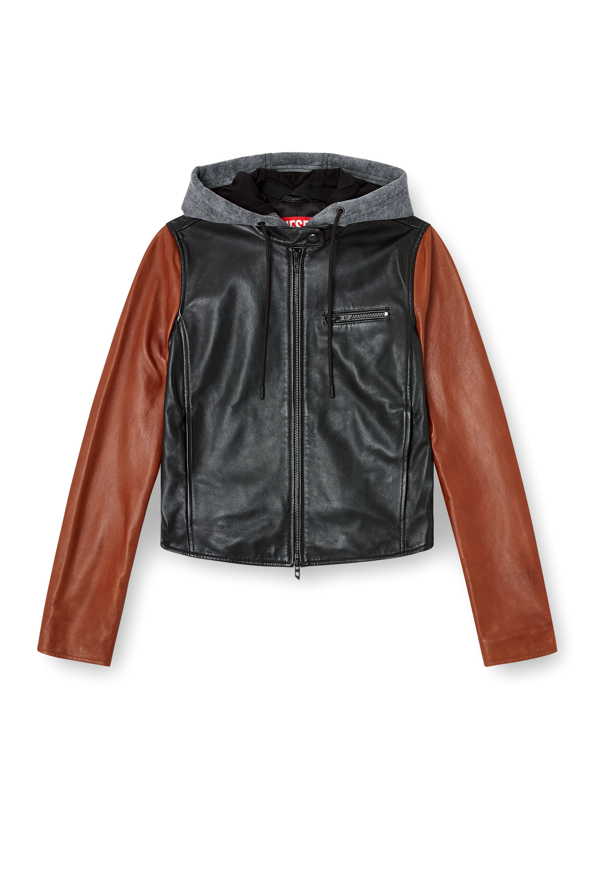 Diesel - L-OUDER, Female's Colour-block leather jacket in ブラック/ブラウン - 2