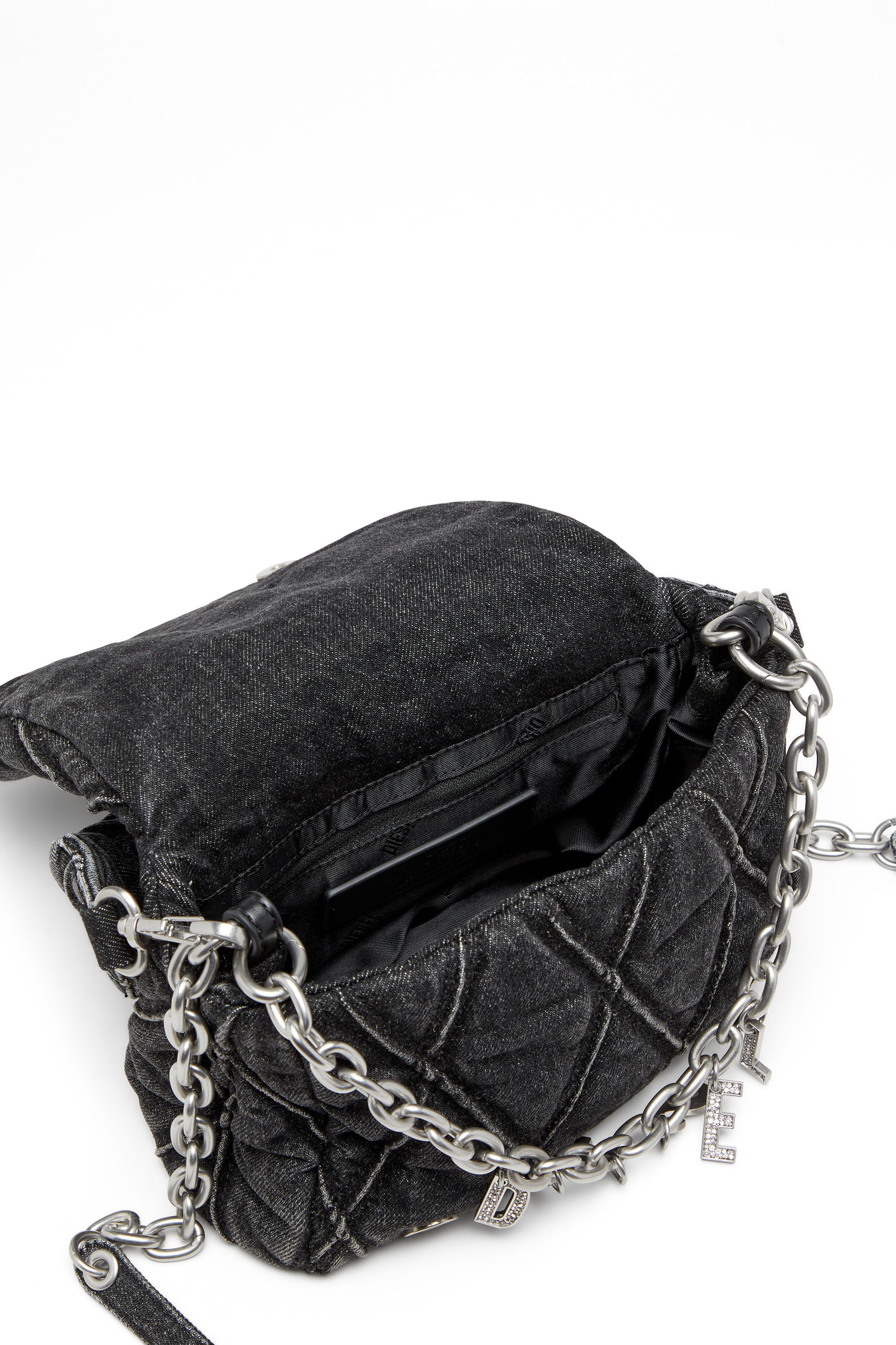 Diesel - CHARM-D SHOULDER S, Female's Charm-D S-Small shoulder bag in quilted denim in ブラック - 5