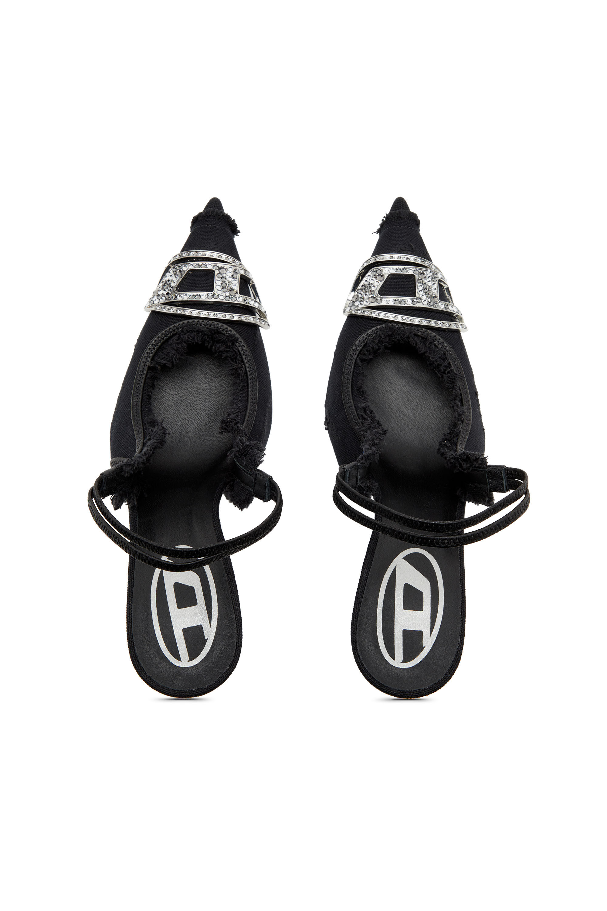 Diesel - D-VENUS SB, Female's D-Venus-Slingback pumps in distressed canvas in ブラック - 4