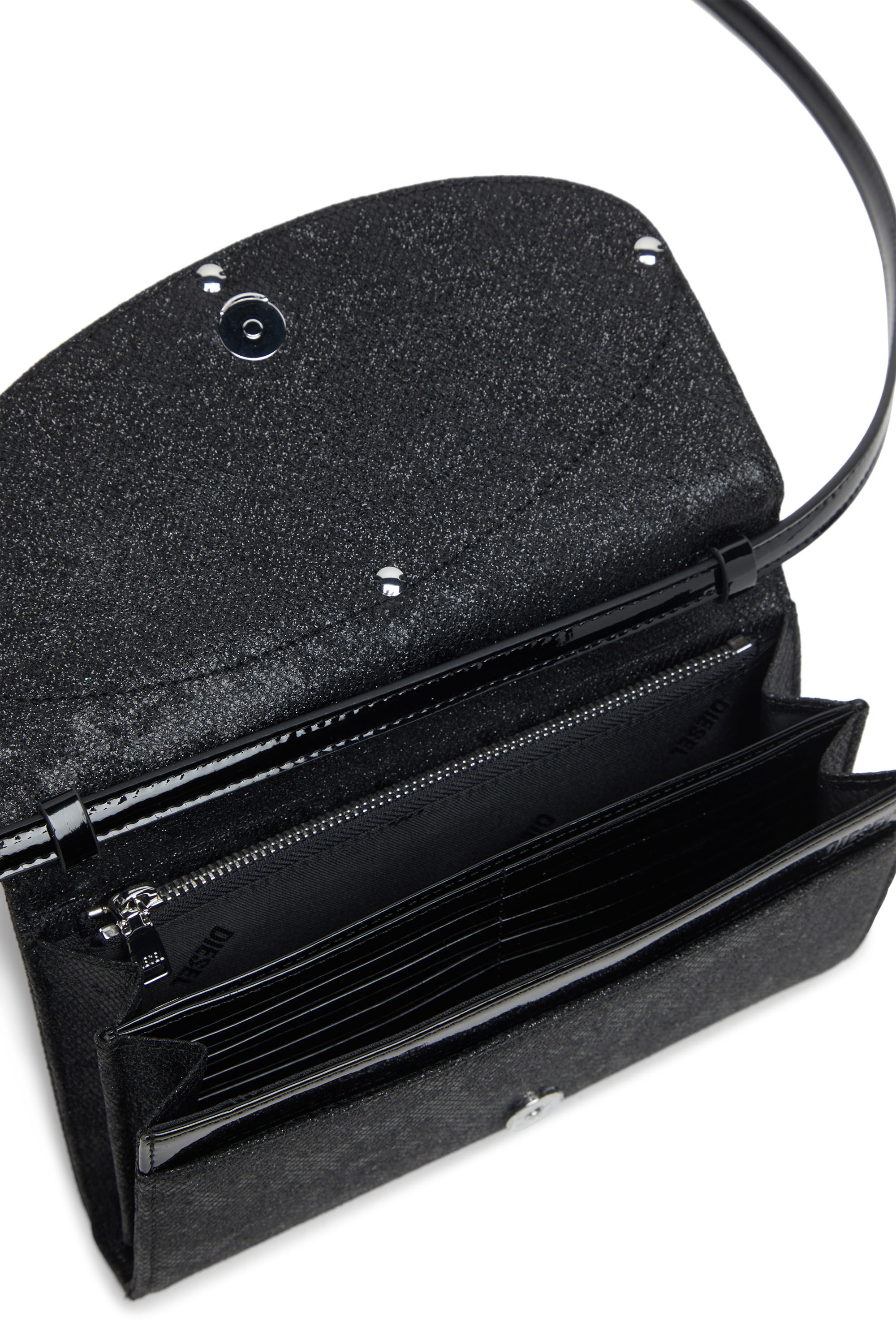 *Diesel*1Dr ストラップ ウォレット 1DR WALLET STRAP Wallet purse in glitter-camo Lurex