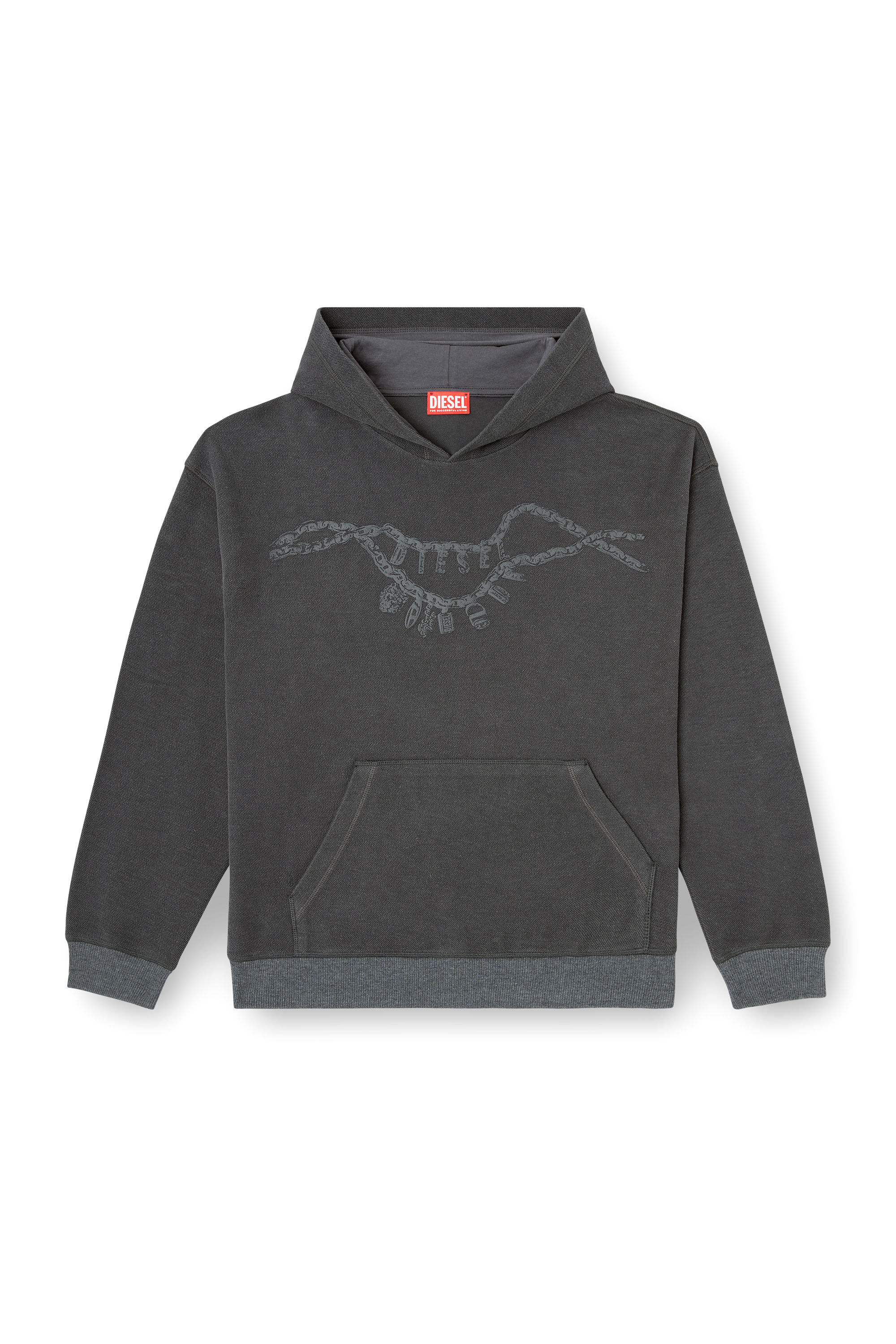 Diesel - S-BOXT-HOOD-HOSHI, Unisex's Hoodie with charm necklace print in ダークグレー - 2