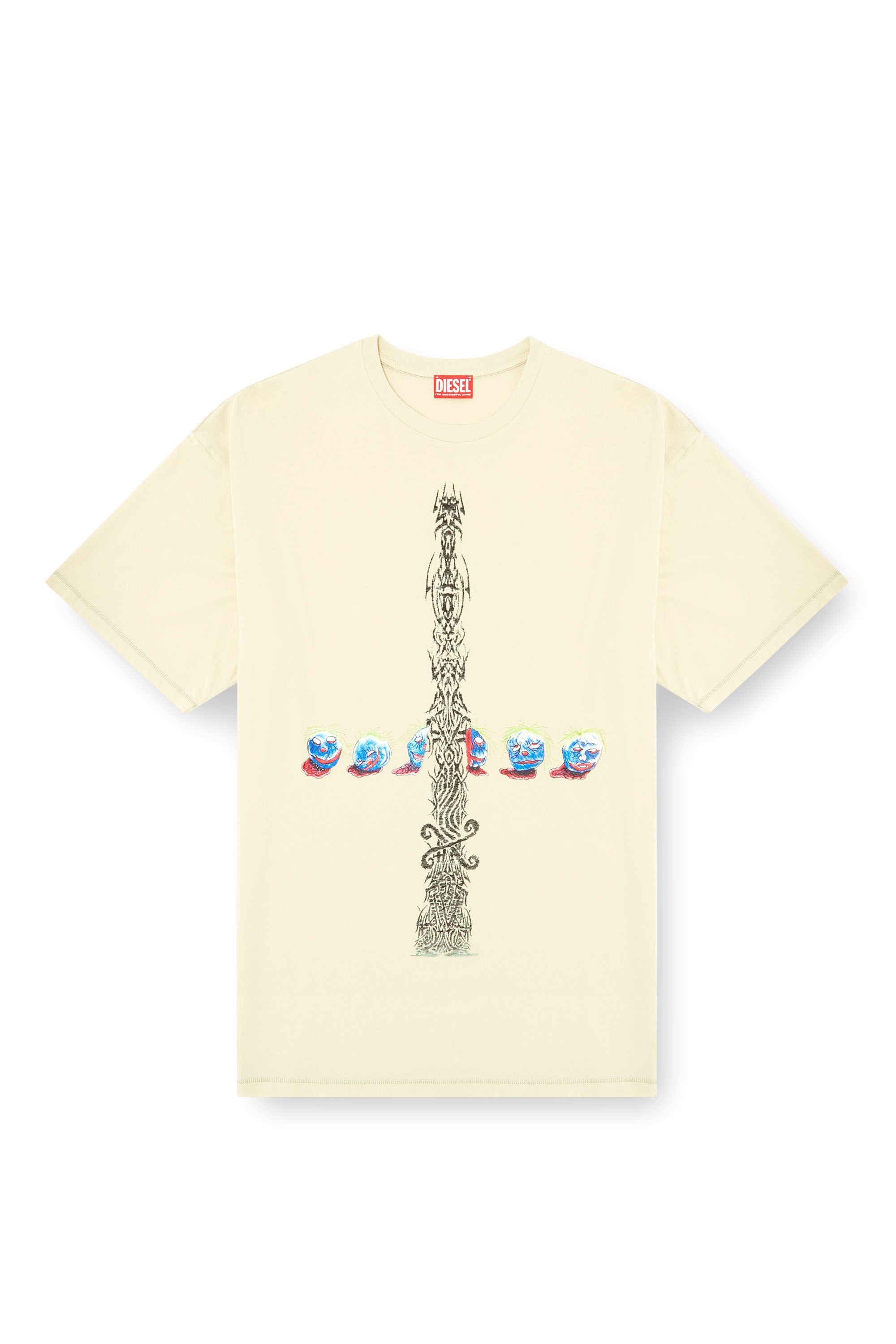 Diesel - T-BOXT-R4, Male's Acid-wash T-shirt with printed graphics in ホワイト - 2