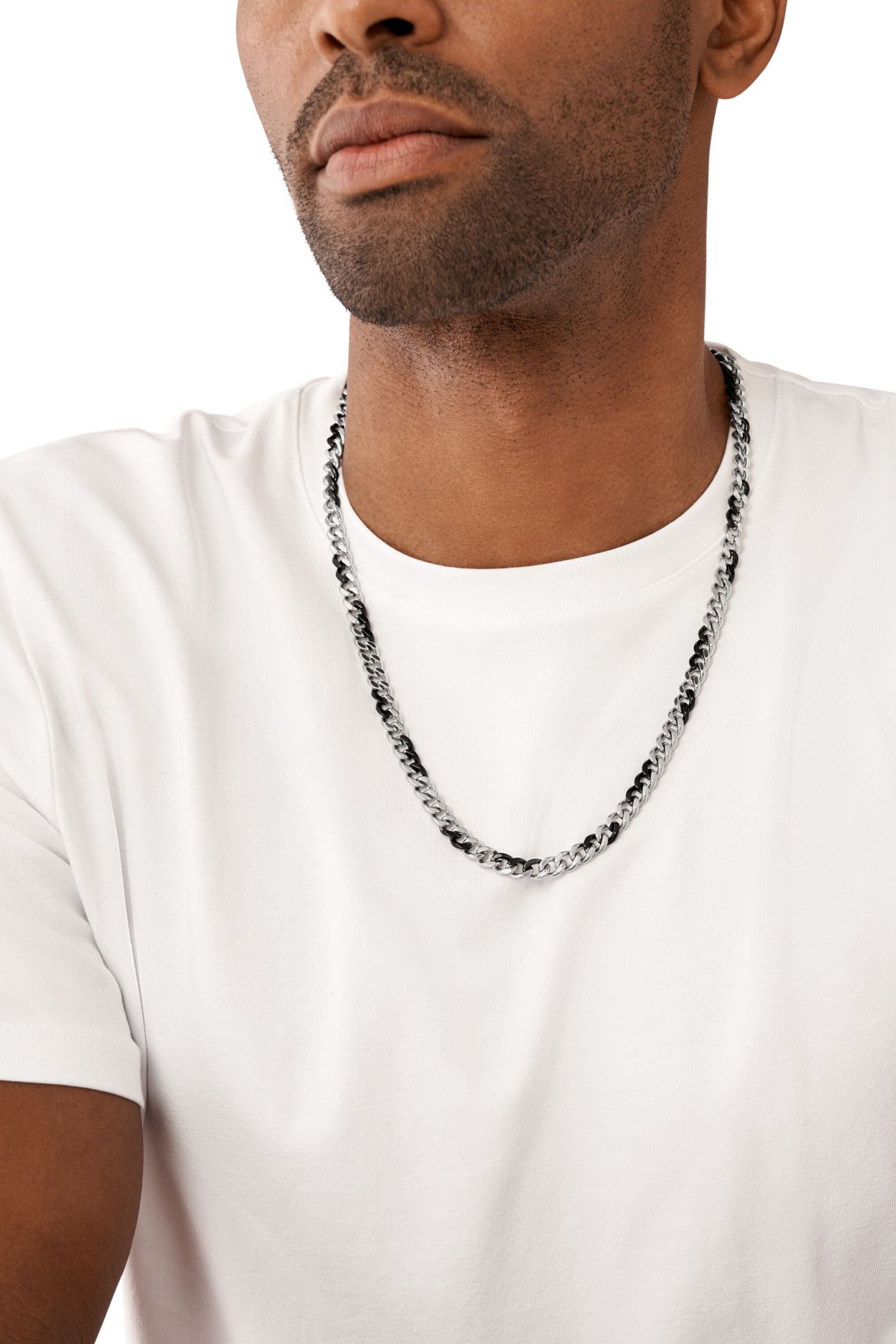 Diesel - DX1499, Male's Two-Tone stainless steel chain necklace in シルバー/ブラック - 3