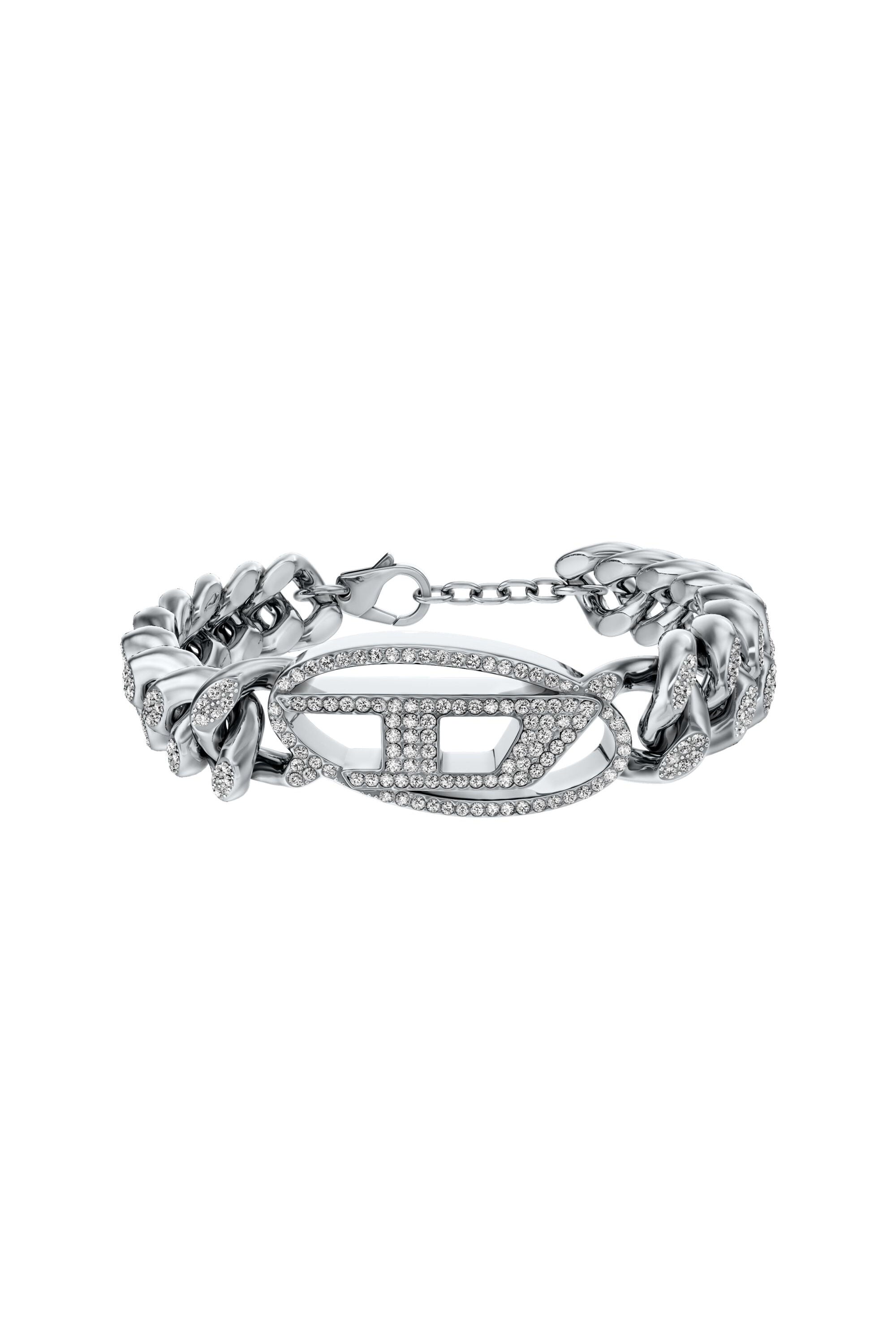 Diesel - DX1707040 JEWELLERY, Unisex's Stainless steel Oval D glitz chain bracelet in シルバー - 1