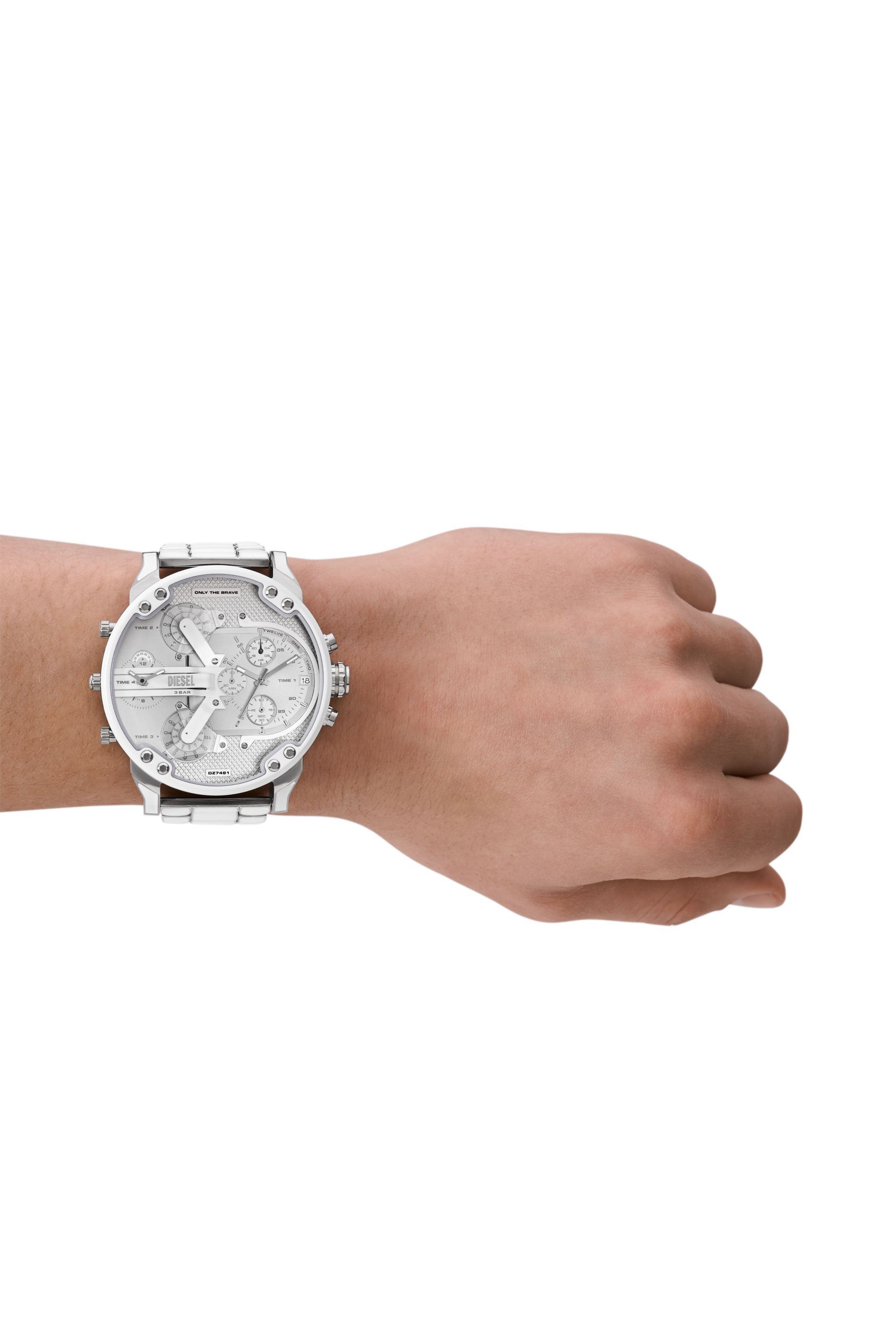 Diesel - DZ7481, Male's Mr. Daddy 2.0 white and stainless steel watch in シルバー - 4