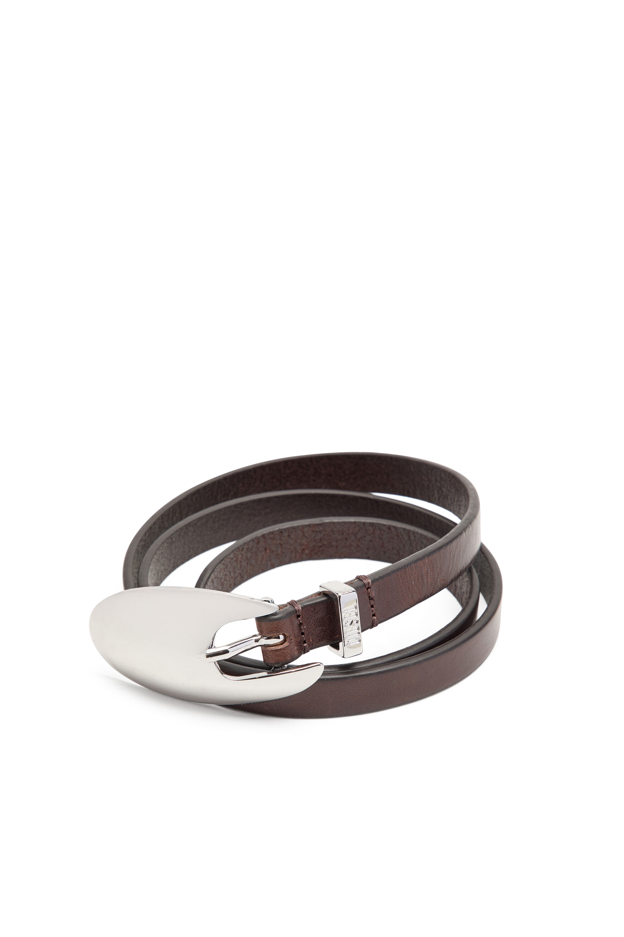 Diesel - B-ROP 15, Female's 1.5cm leather belt with sculptural buckle in ブラウン - 2
