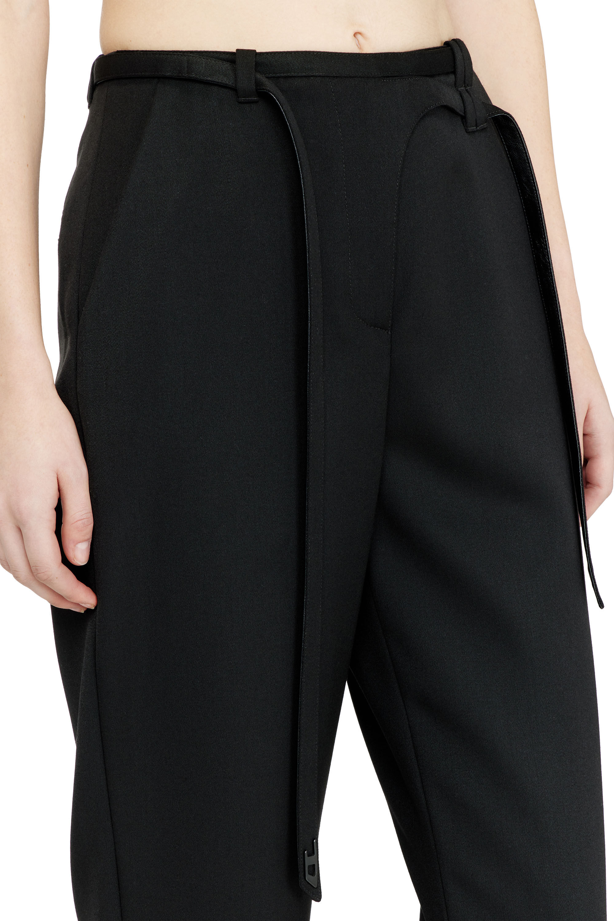 Diesel - P-IXIE-1, Female's Tailored pants with biker belt strap in ブラック - 5