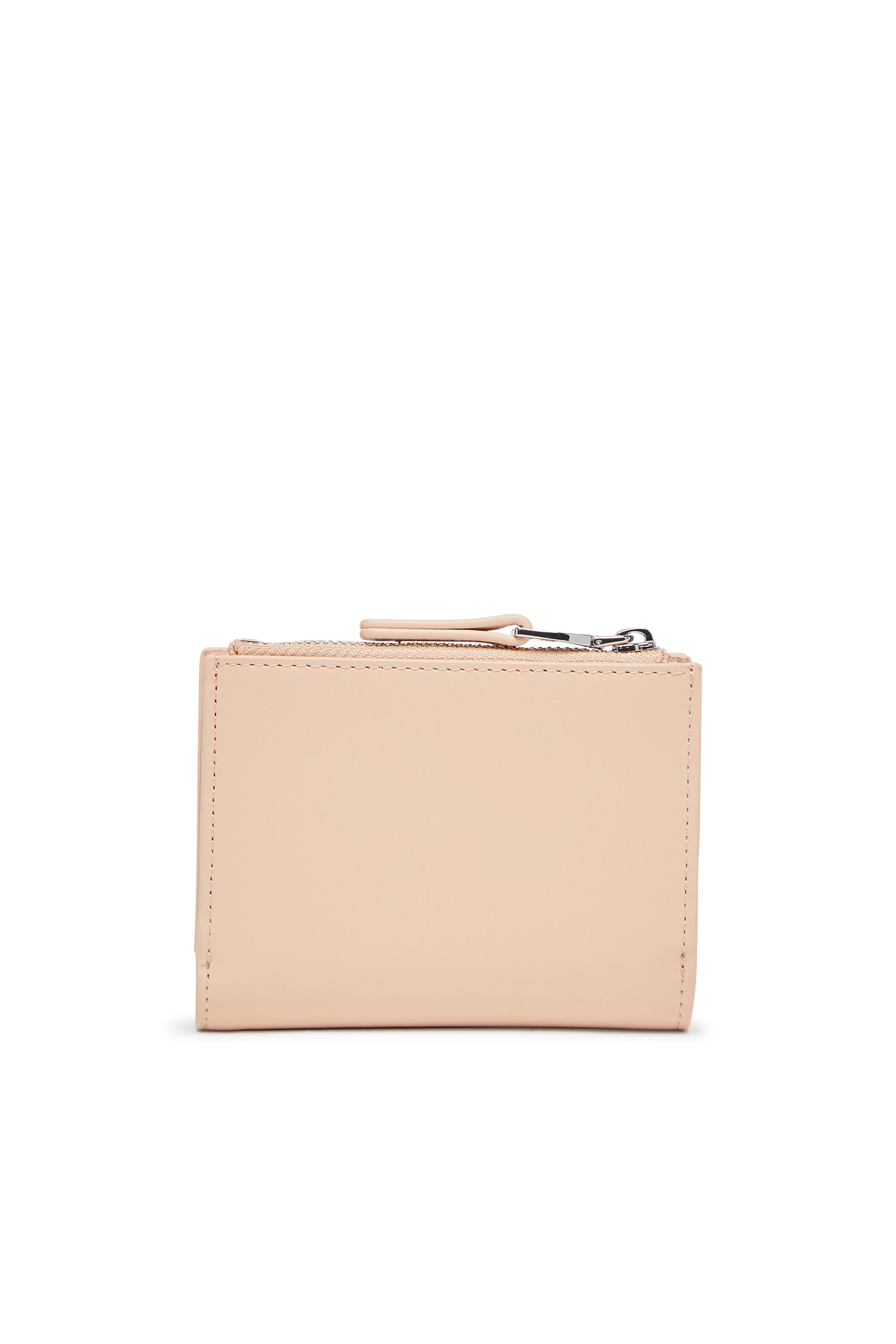 Diesel - 1DR BI-FOLD ZIP II, Female's Small leather wallet with logo plaque in ヌードカラー - 2