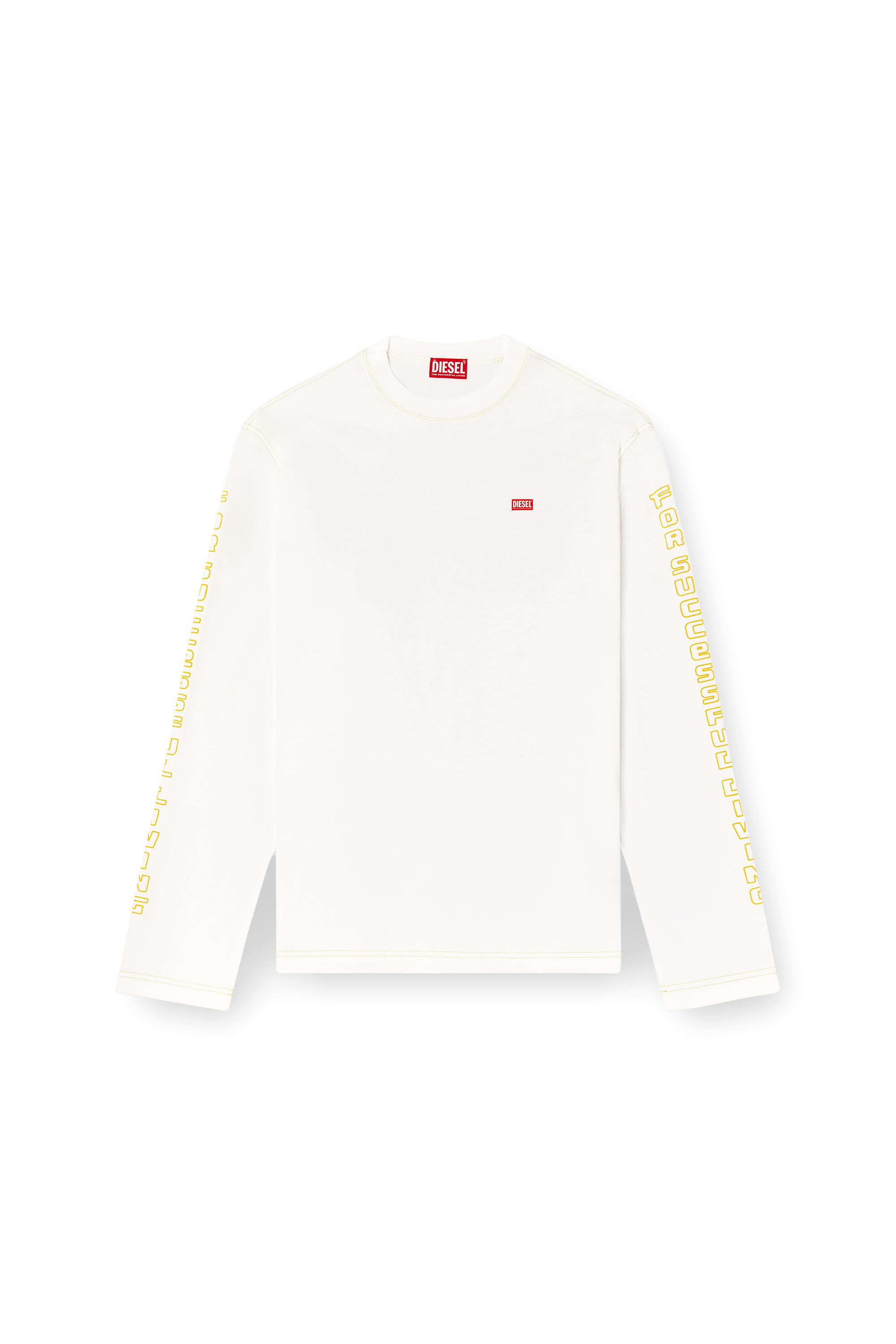 Diesel - T-CRANE-LS-R1, Male's Long-sleeve T-shirt with apple core print in ホワイト - 2