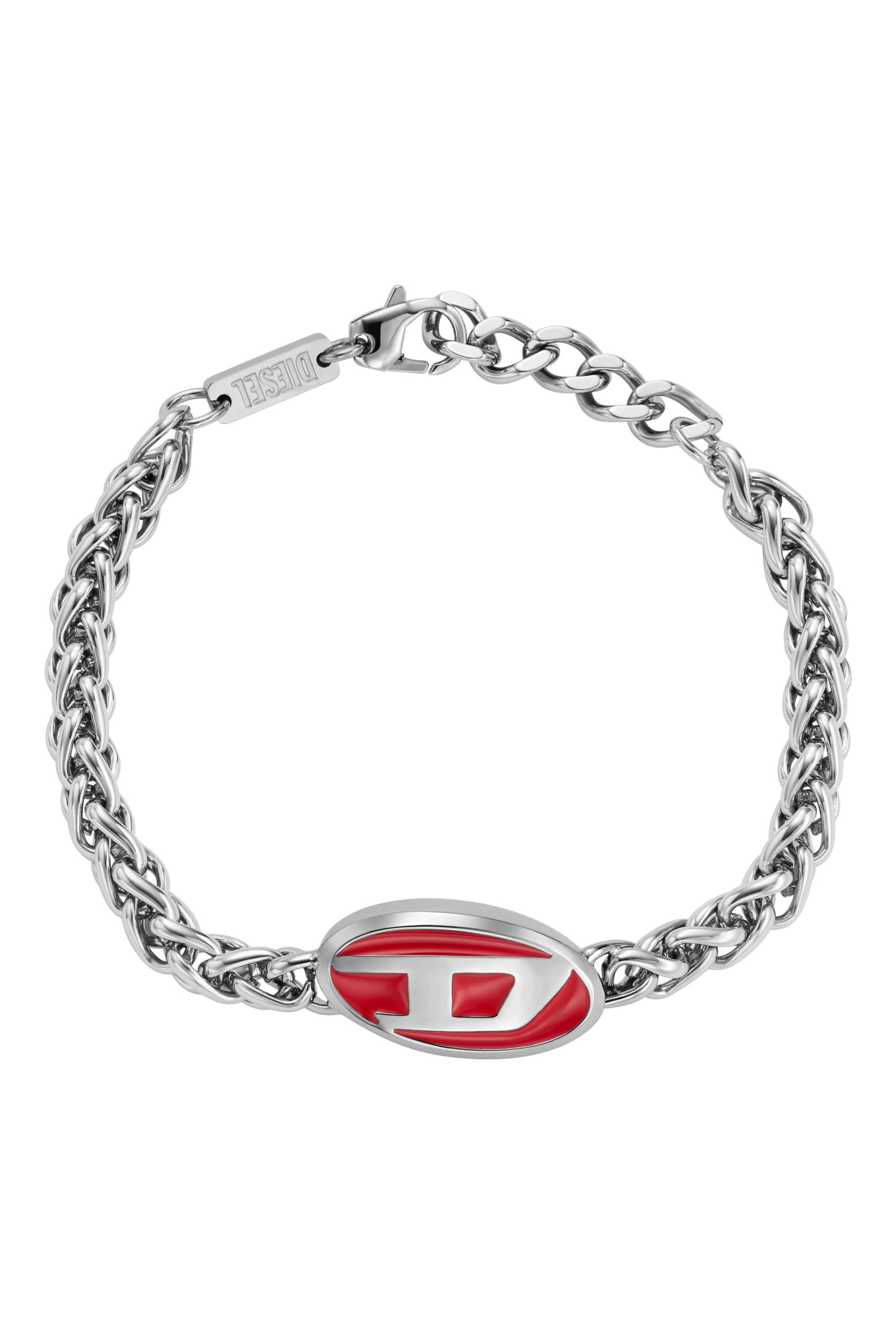 DX1445 Red enamel and stainless steel chain bracelet