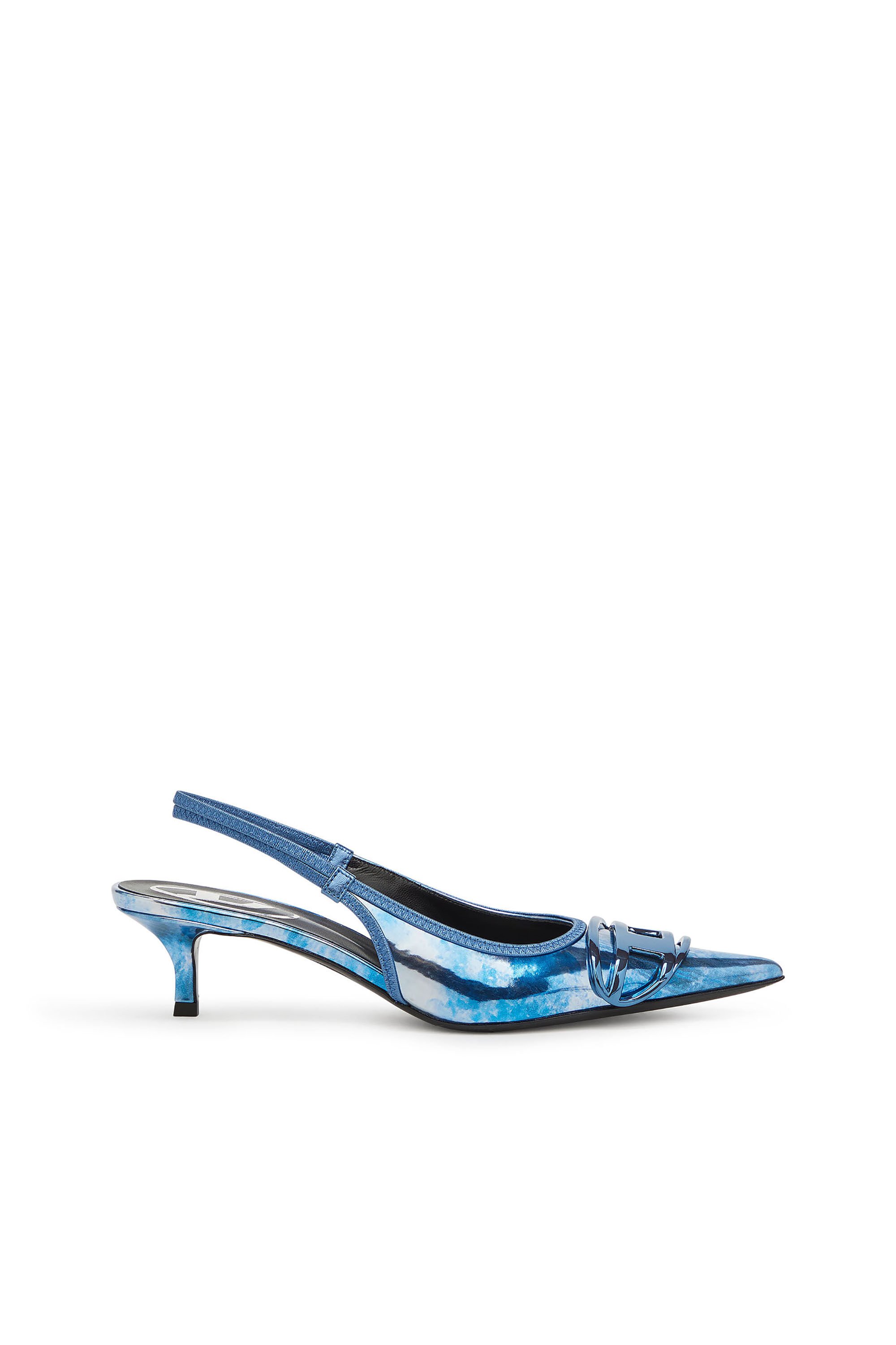 Diesel - D-VENUS SB 40, Female's D-Venus-Two-tone metallic slingback pumps in ブルー - 1