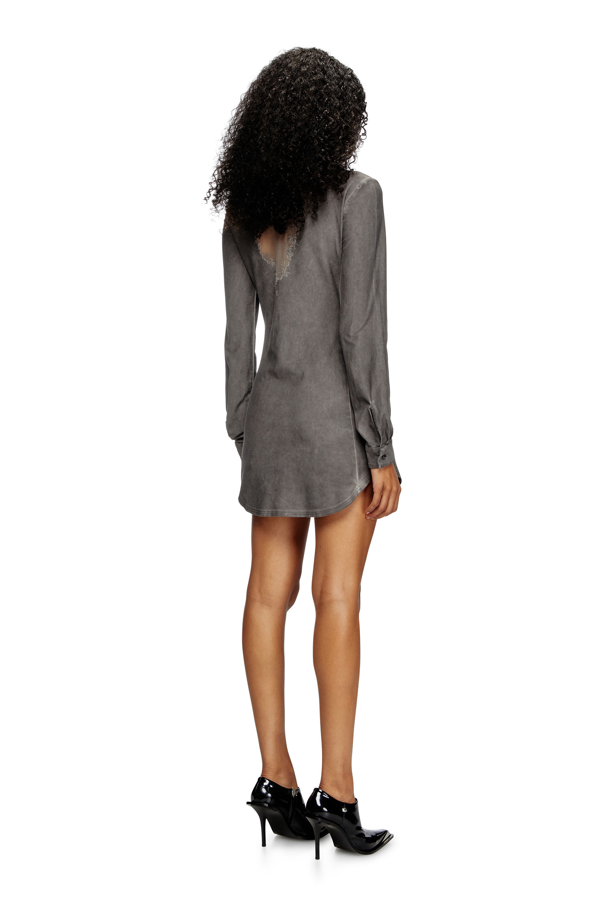 Diesel - D-GISELD-P1, Female's Shirt dress with devoré sweat stains in グレー - 3