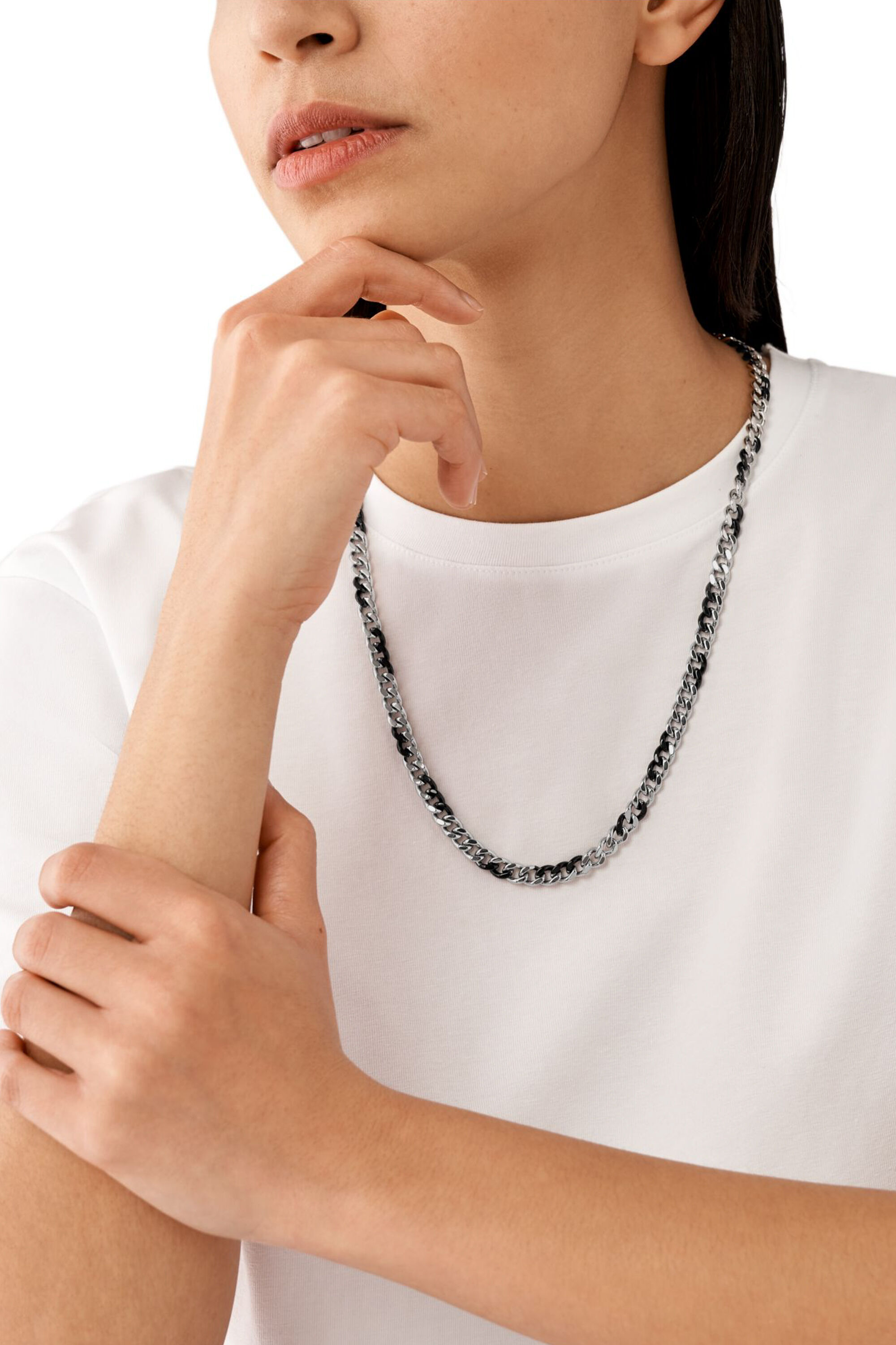 Diesel - DX1499, Male's Two-Tone stainless steel chain necklace in シルバー/ブラック - 4