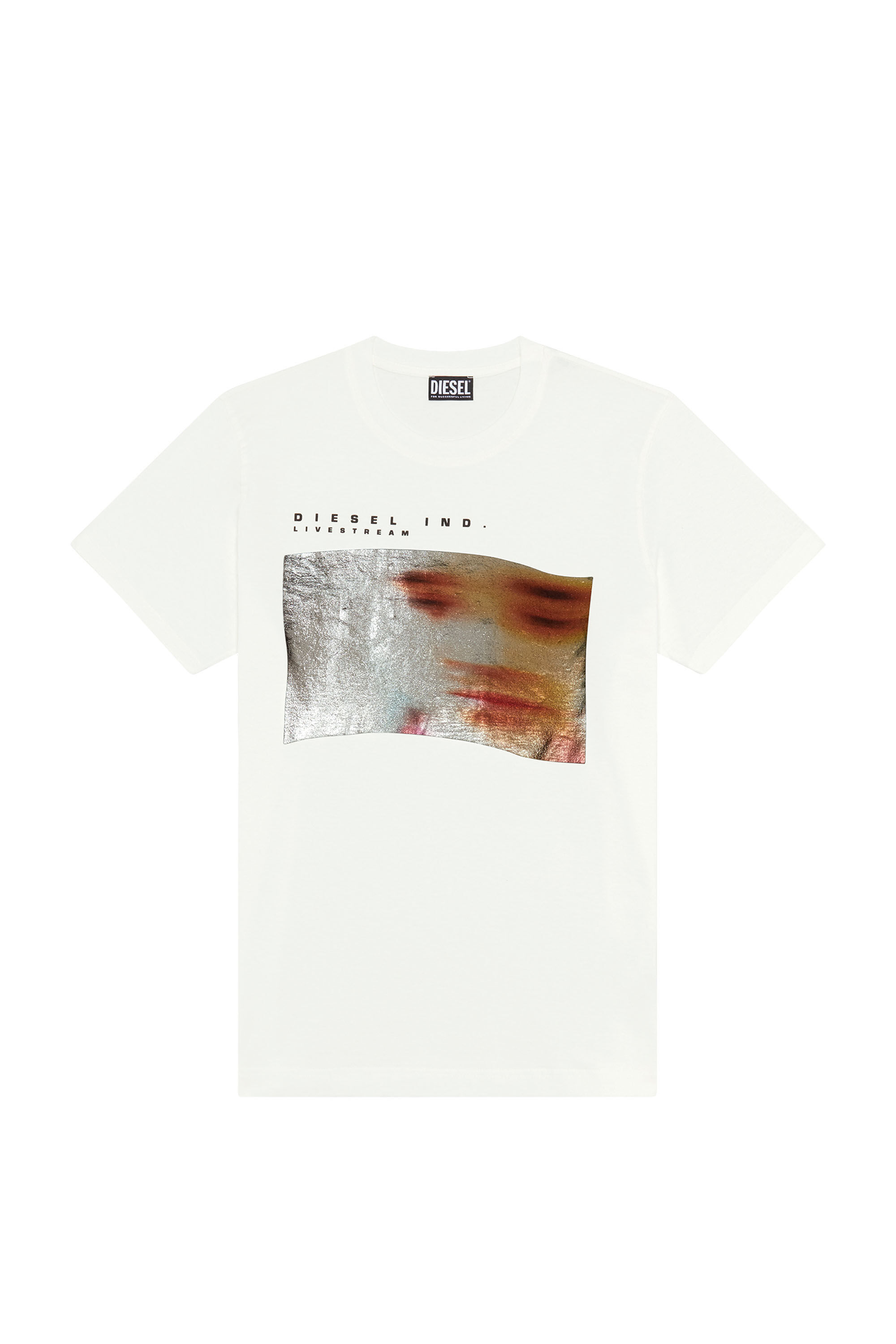 Diesel - T-DIEGOR-G2, Male's Tシャツ 箔プリント in ホワイト - 2