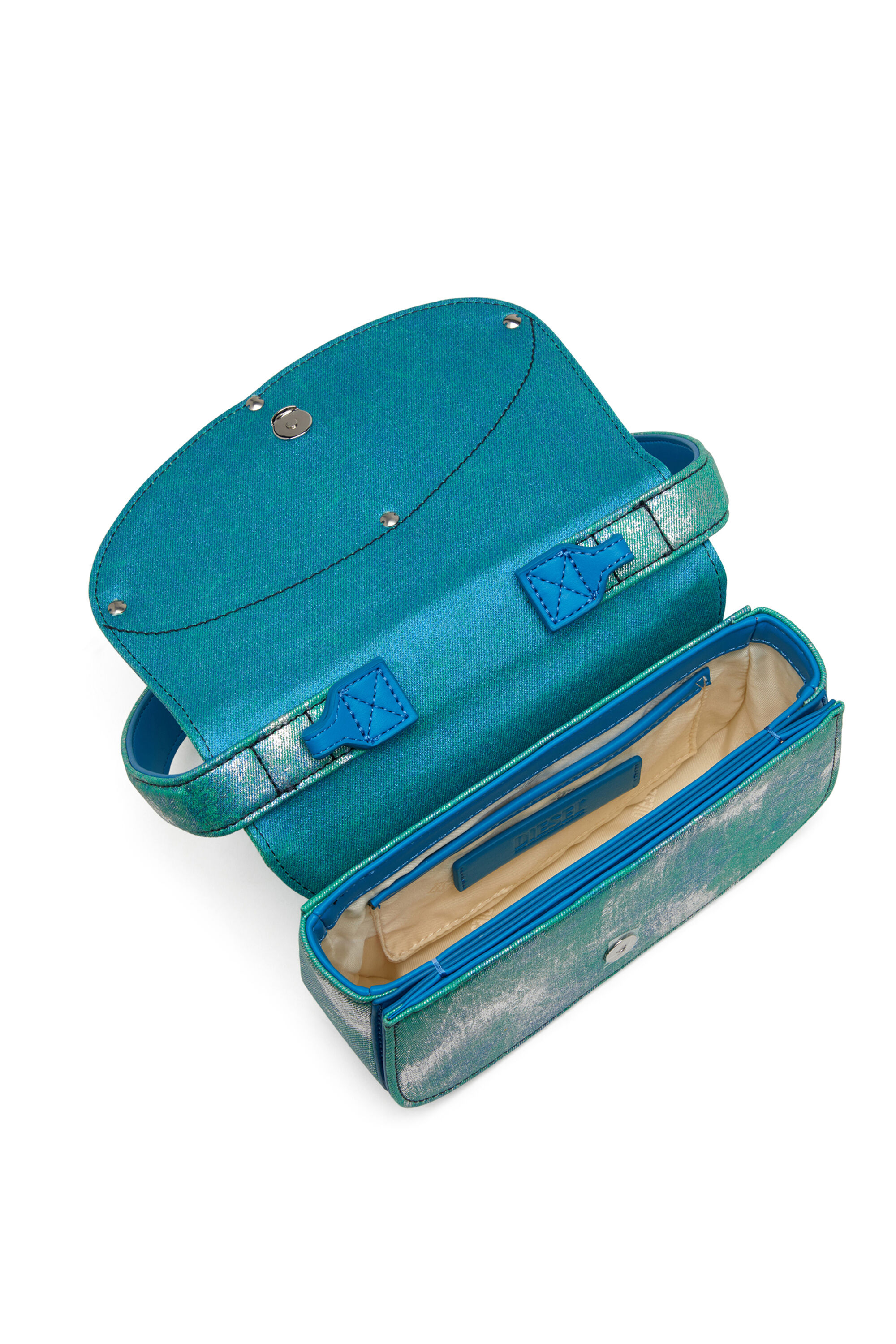 Diesel - 1DR, Female's 1DR-Iconic shoulder bag in pop colour denim in ブルー/グリーン - 5
