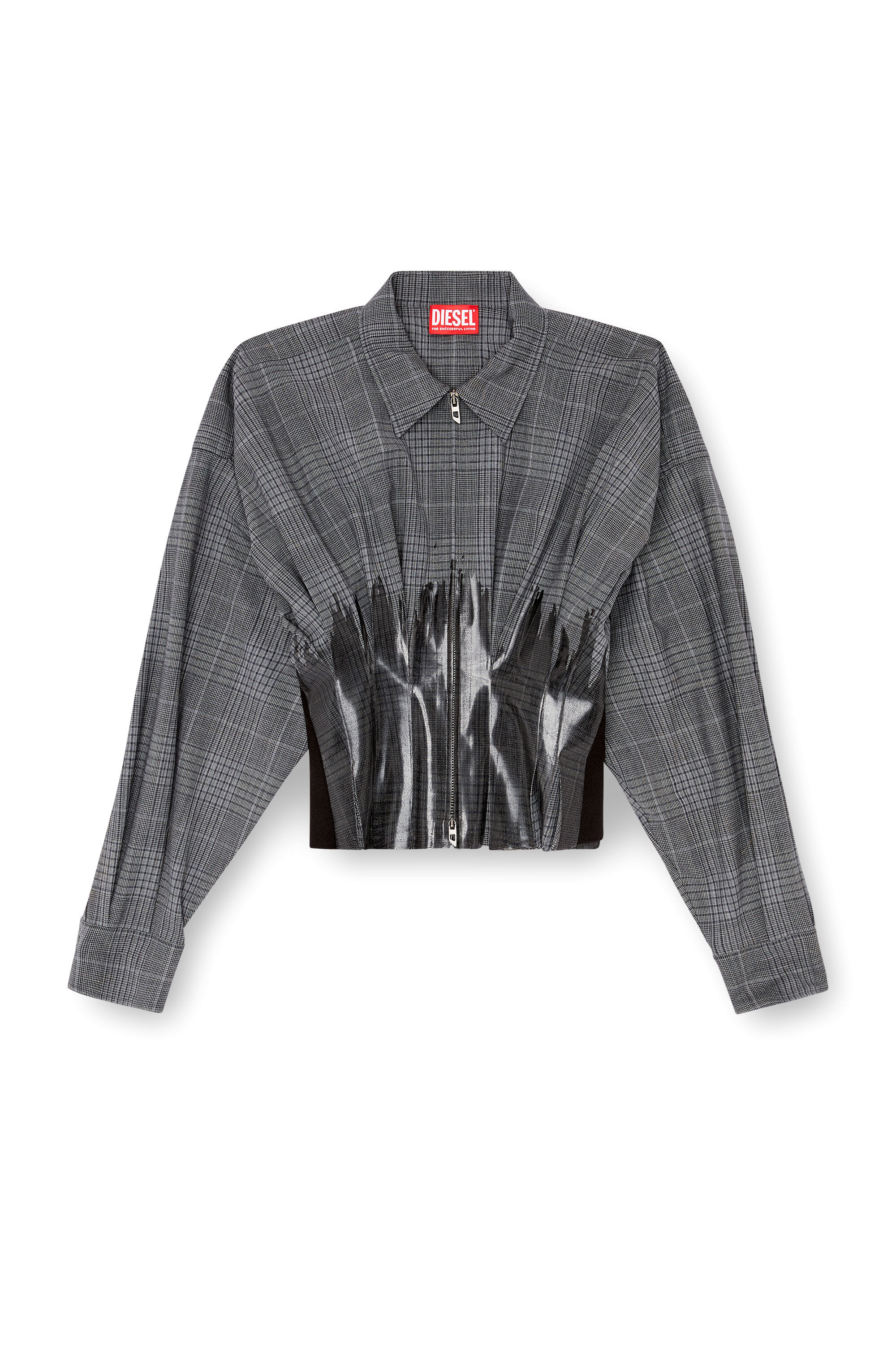 C-ANBU Prince of Wales drop shoulder shacket｜グレー